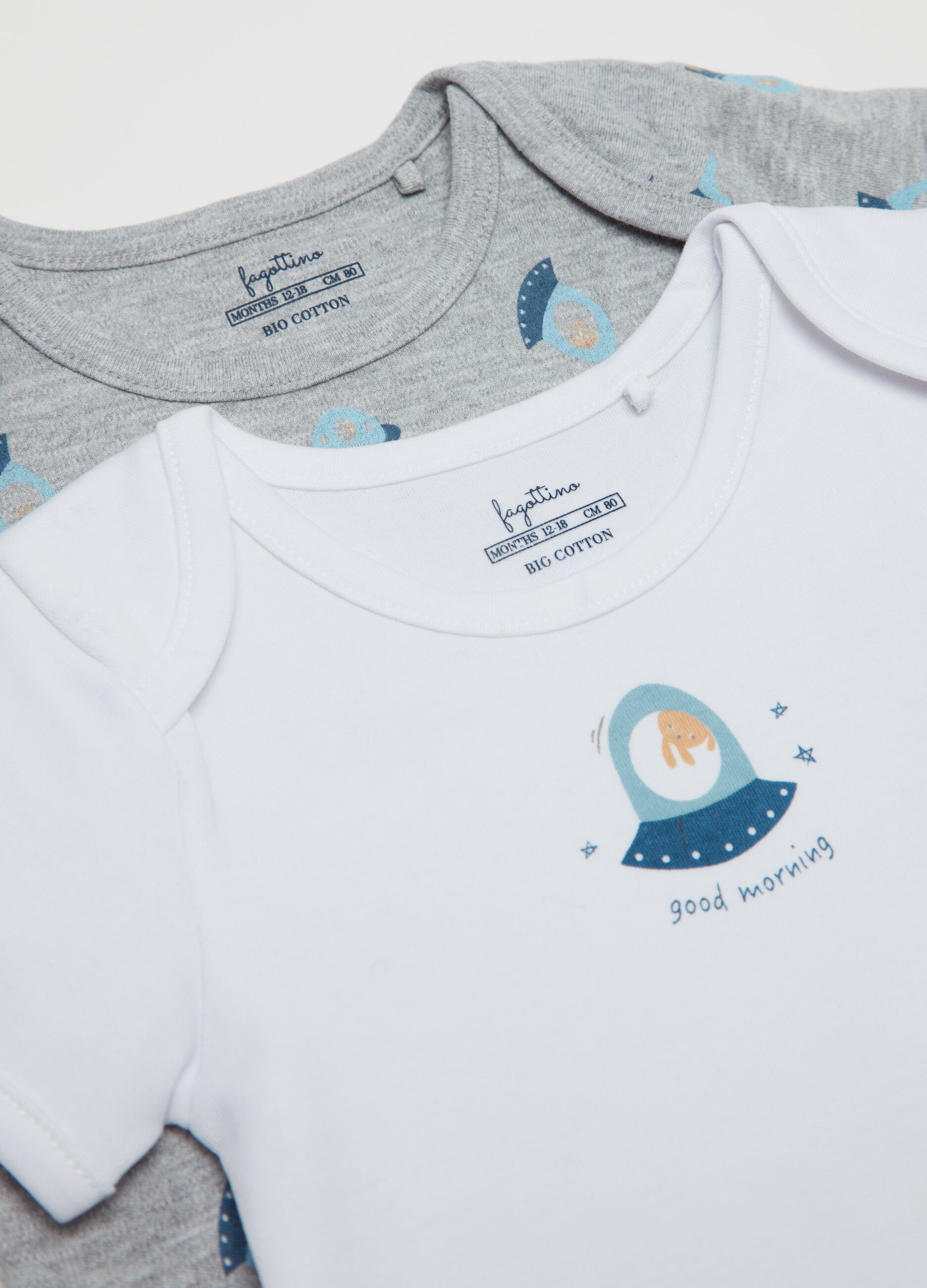 Three-pack bodysuits in organic cotton with print