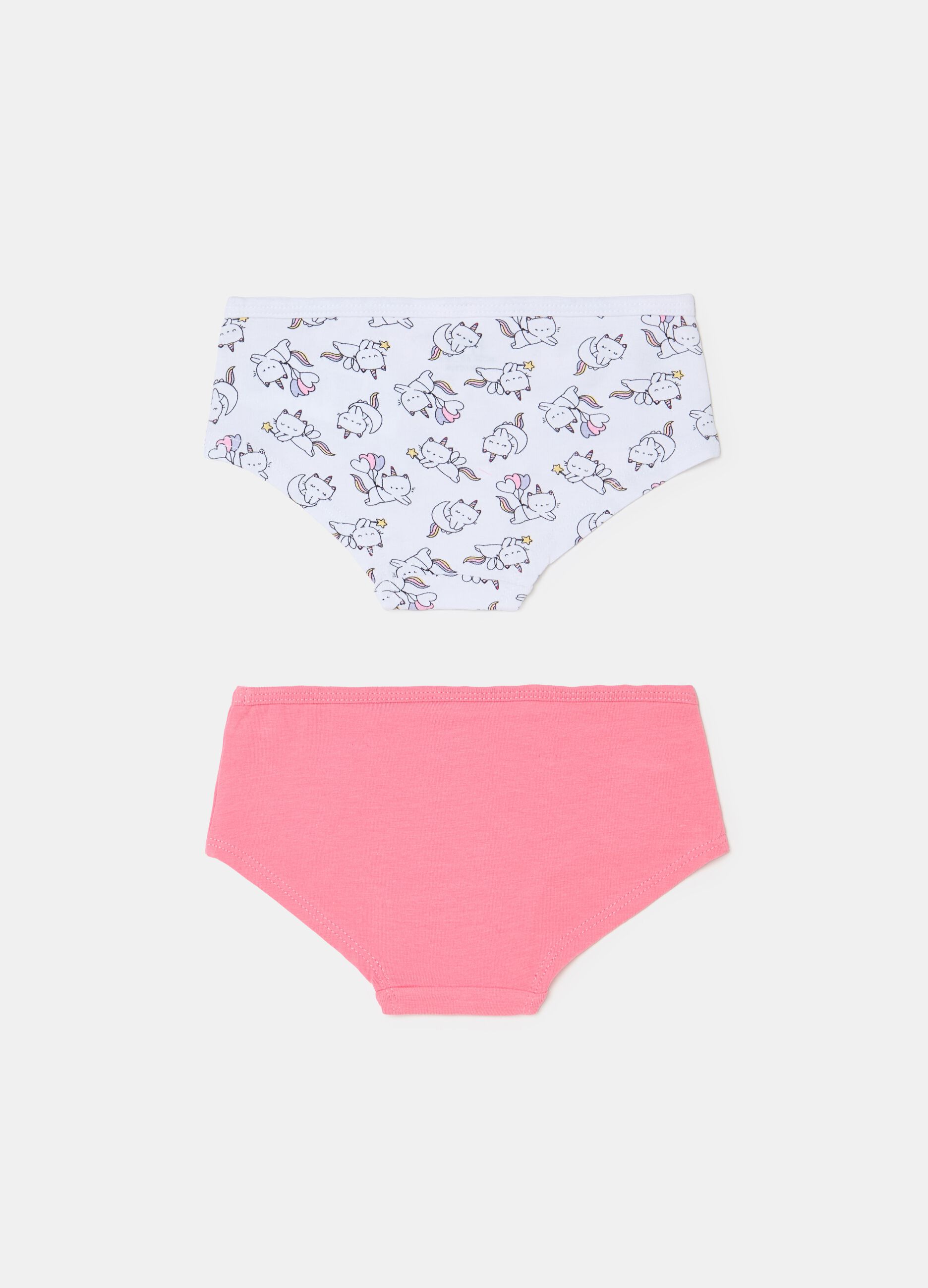 Pack of two French knickers with ribbon and print