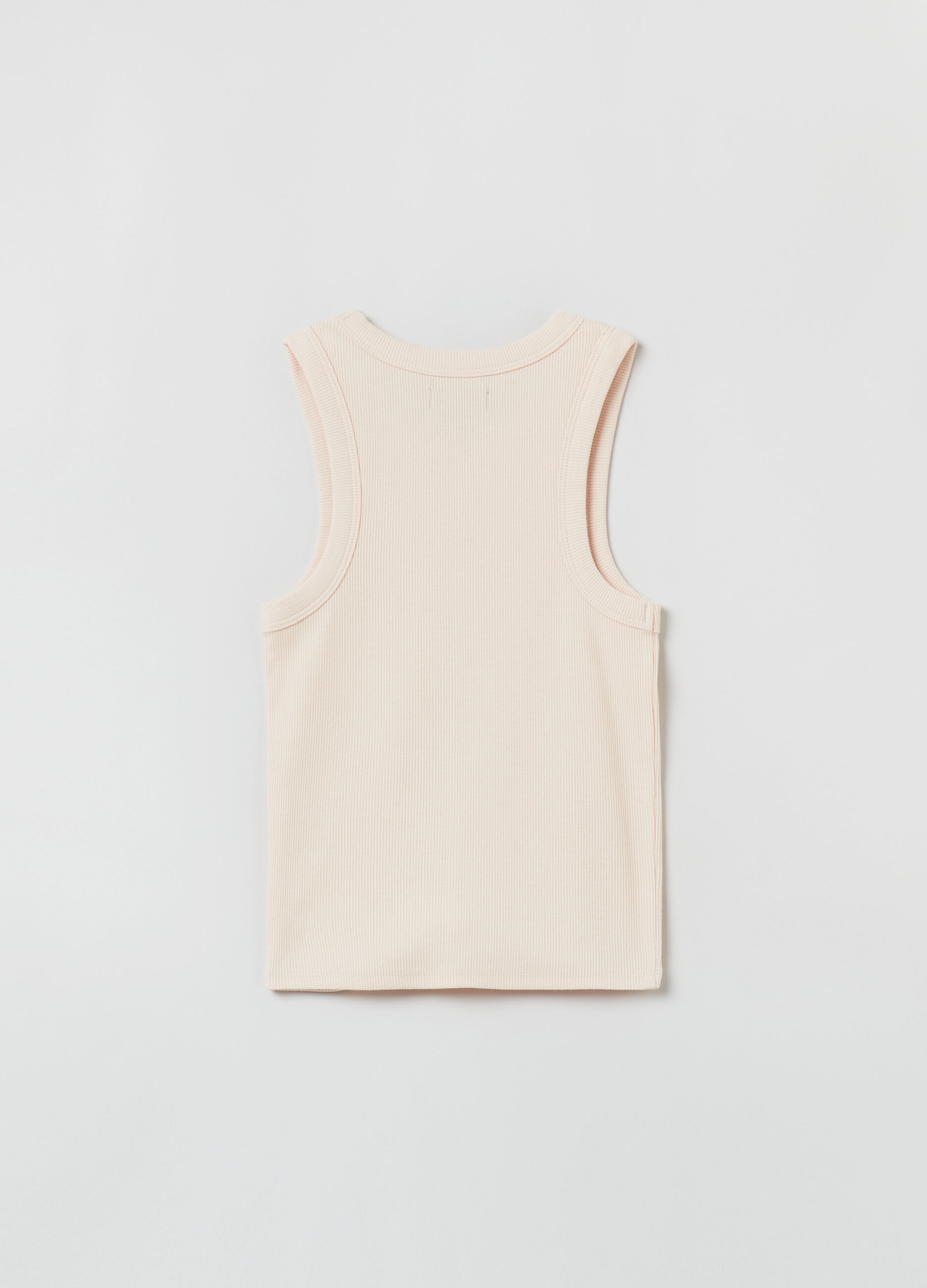 Slim ribbed tank top with round neck