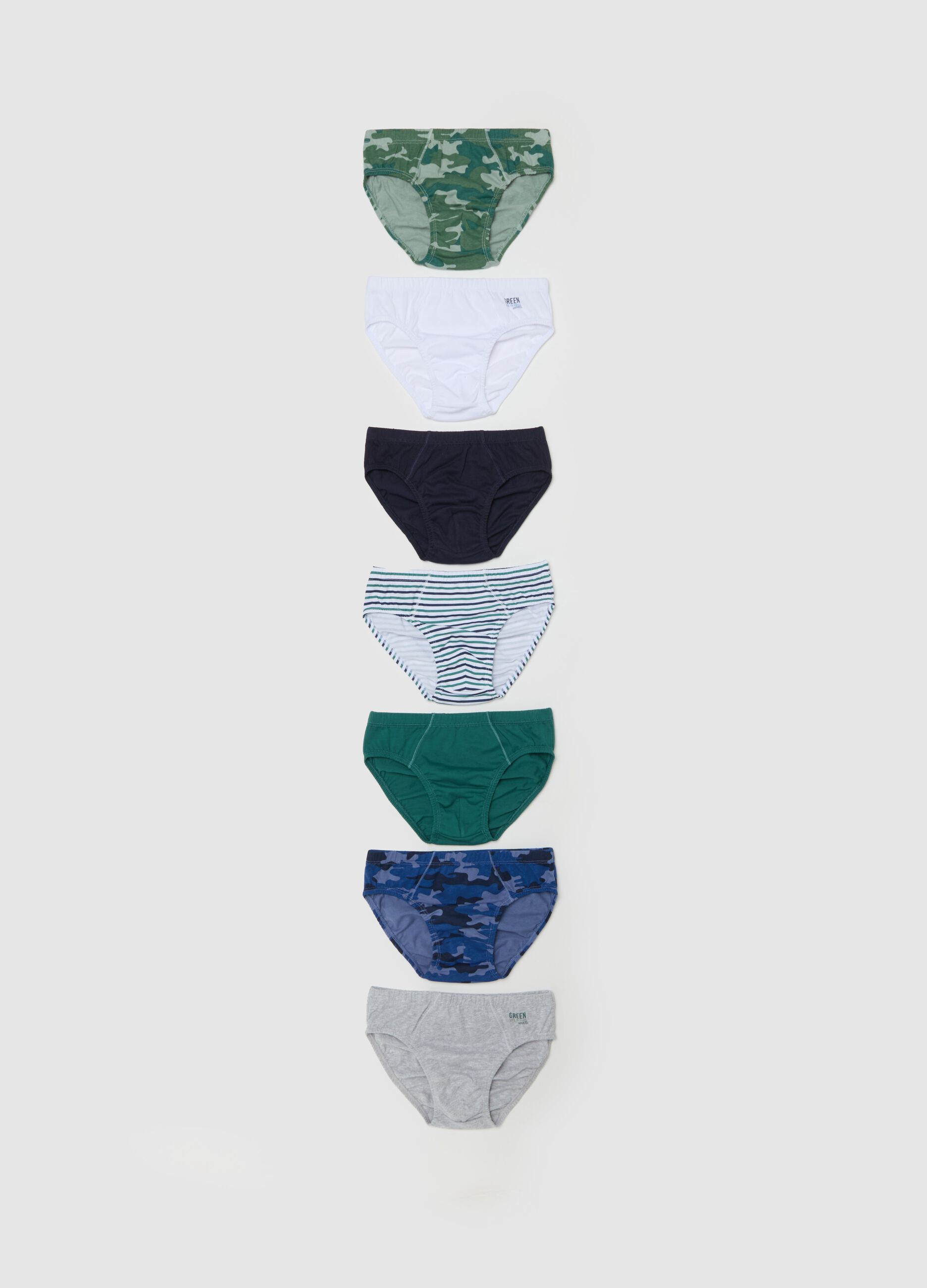 Seven-pack briefs in organic cotton with print