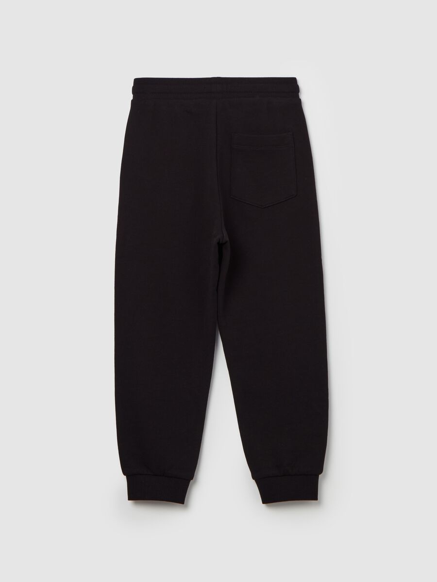 Fleece joggers with drawstring and print_1