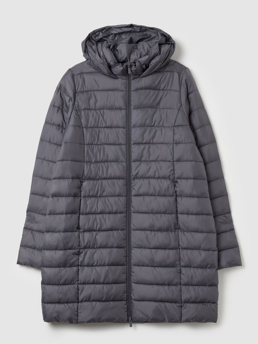 Curvy long down jacket with hood_0