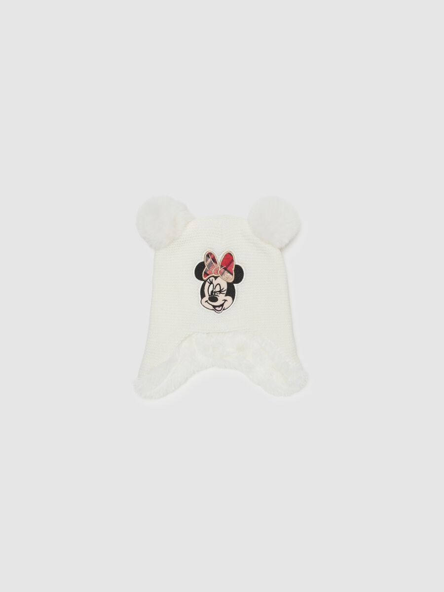 Faux fur Minnie Mouse hat with pompom_0