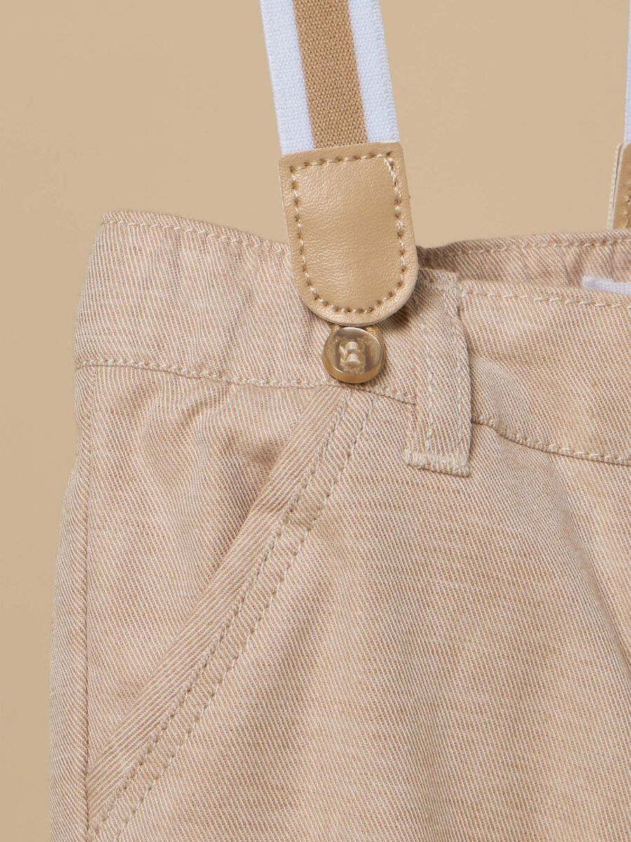 Pantaloni IANA in misto lino con bretelle neonato_1