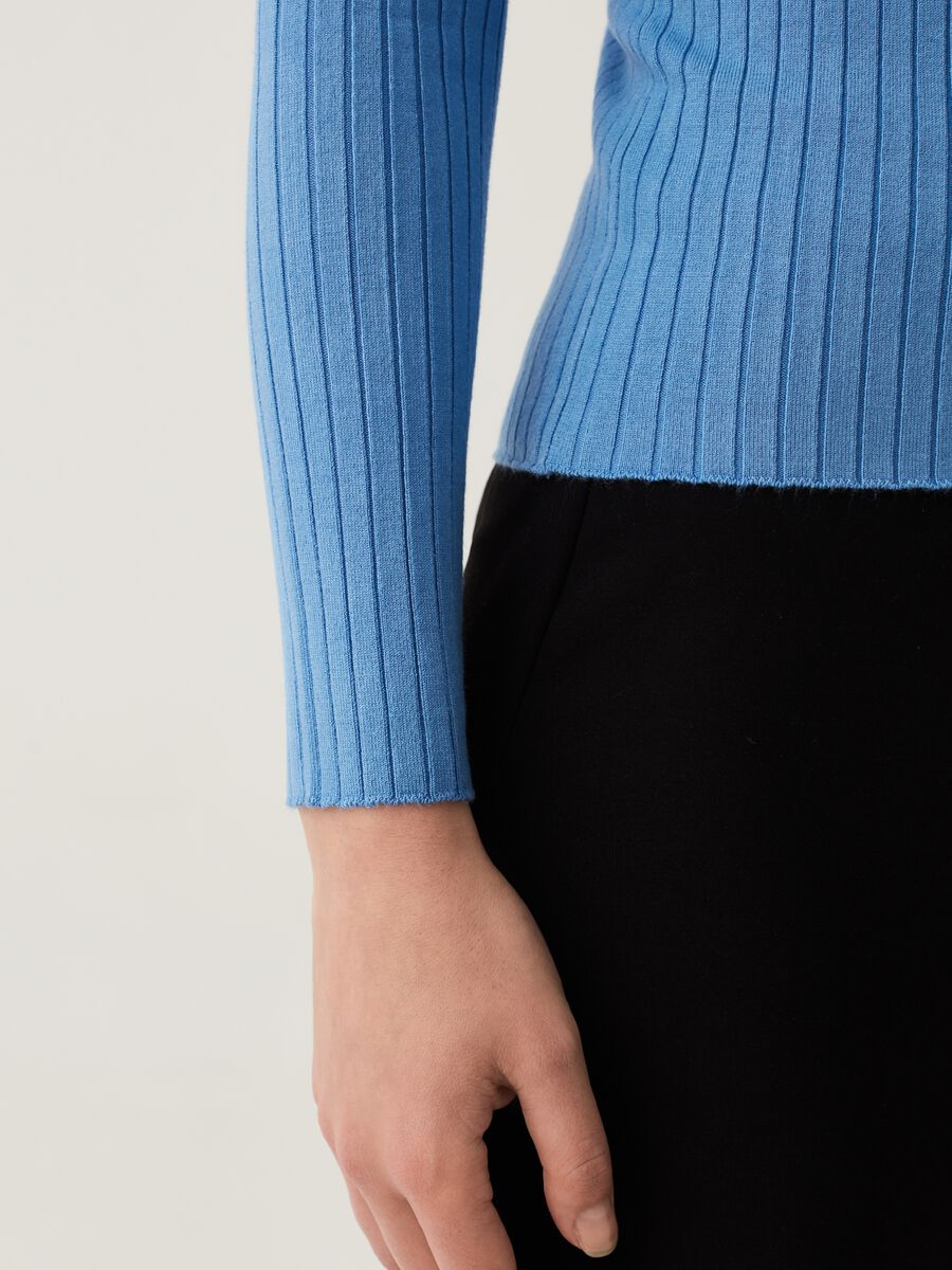 Mock neck pullover with flat ribbing_3