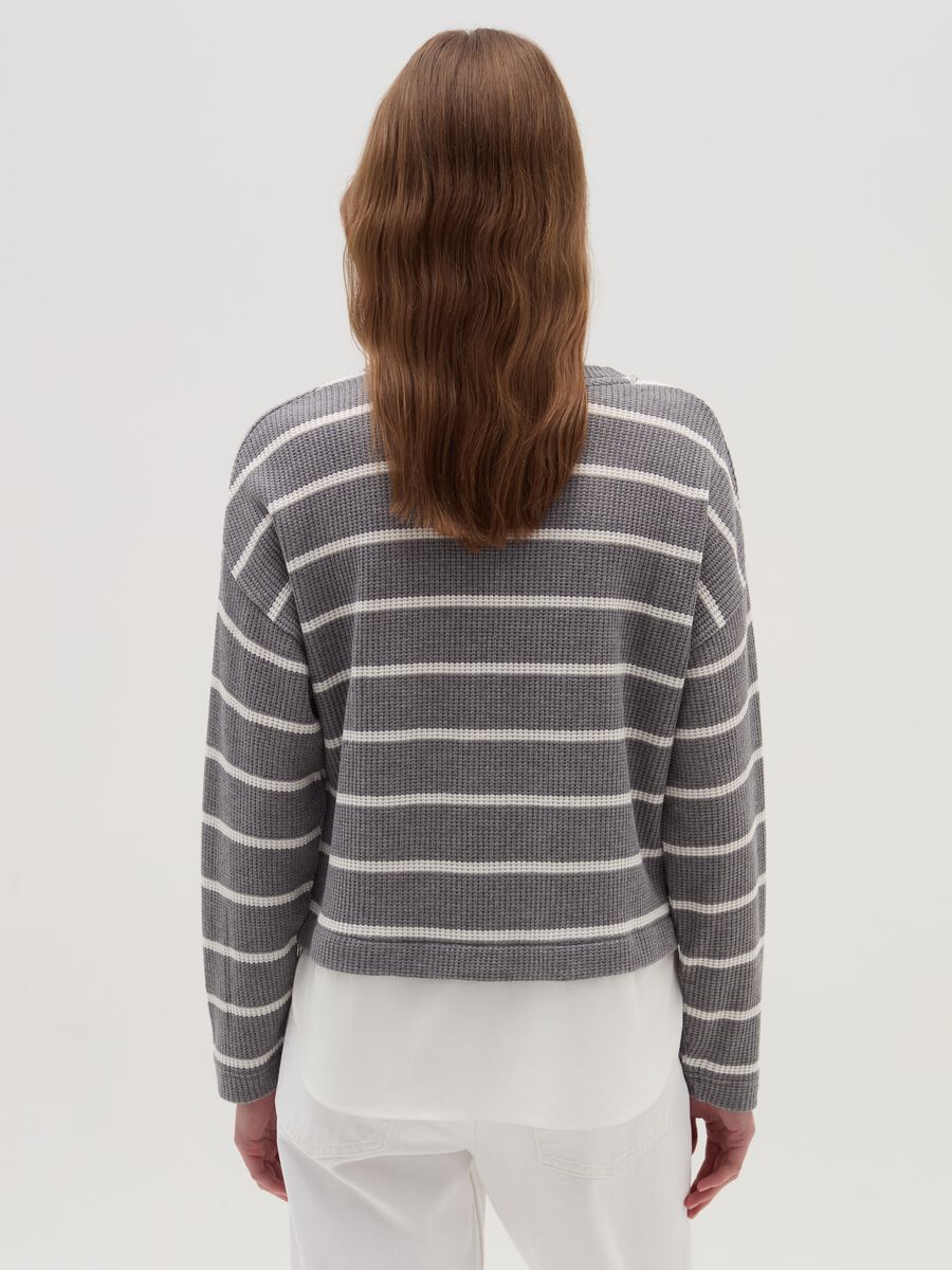 Long-sleeved T-shirt with micro waffle weave_3