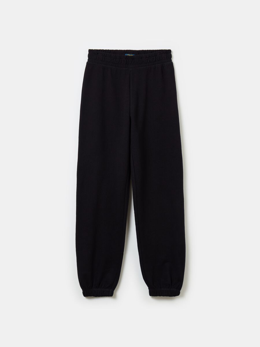 Fleece joggers with elasticated edging_0