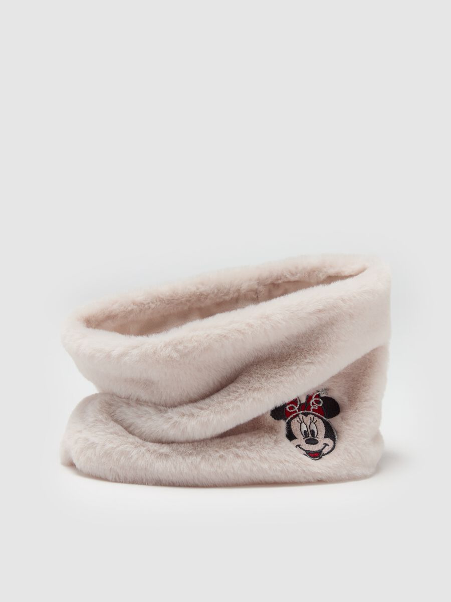 Faux fur neck warmer with Minnie Mouse embroidery_2