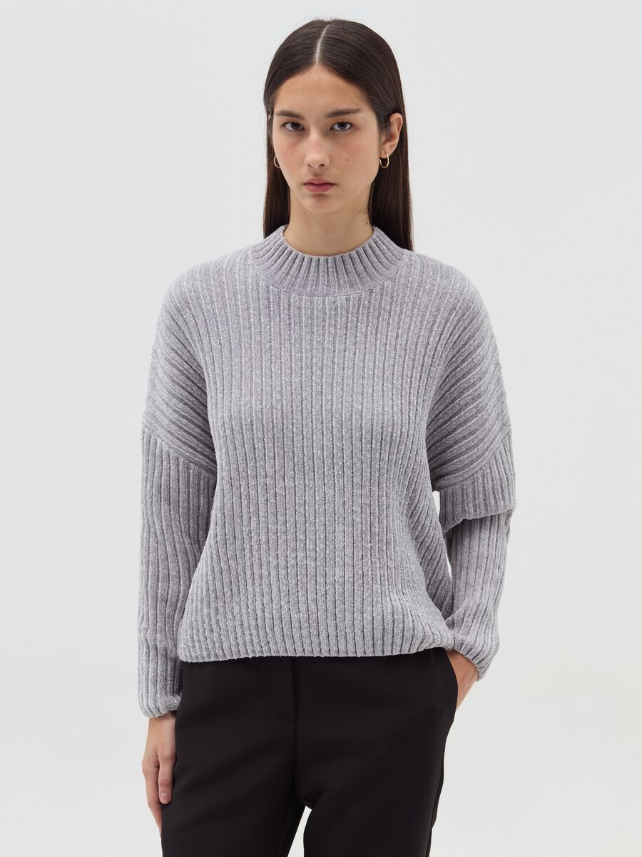 Chenille pullover with mock neck_1