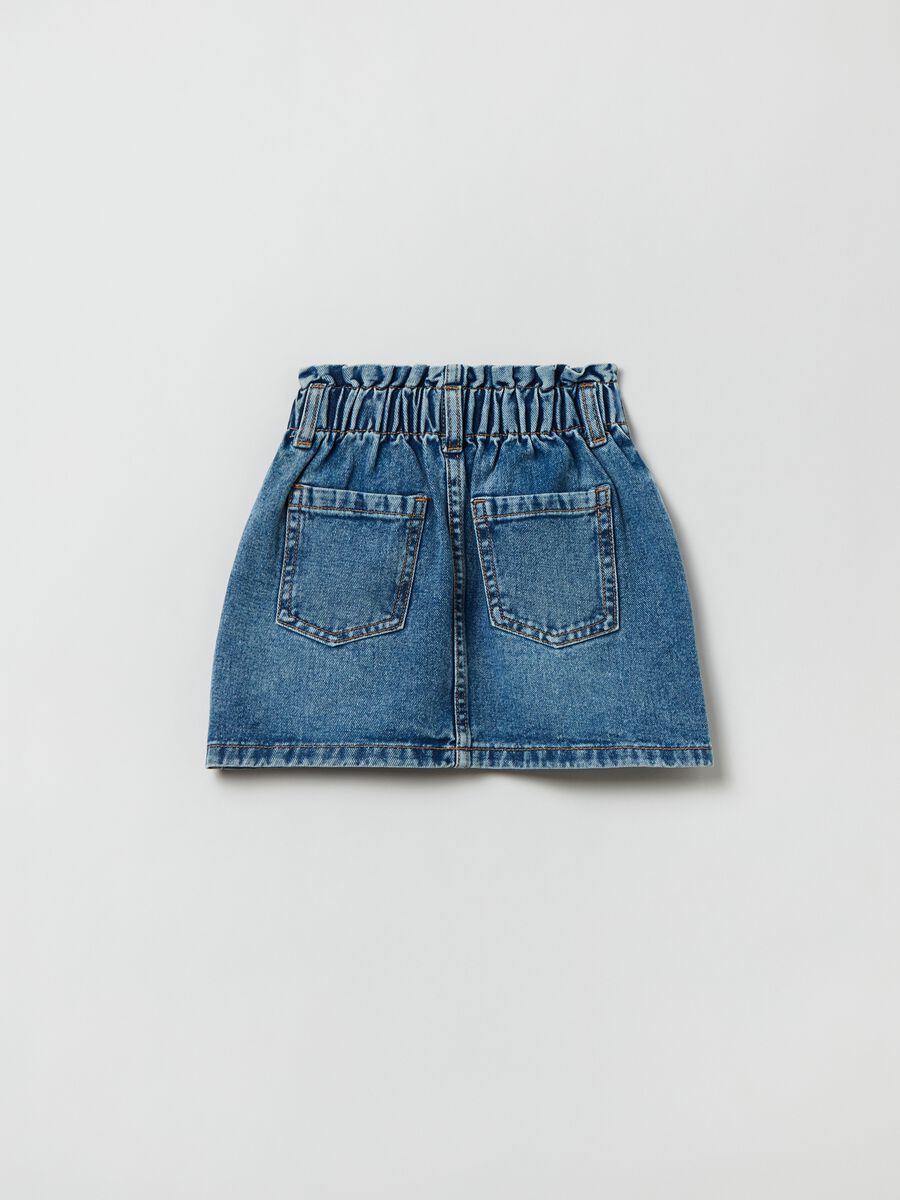 Paper bag miniskirt in denim_1