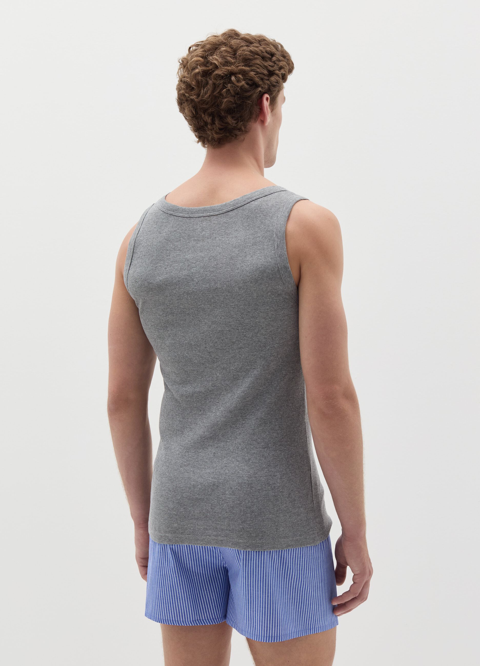 Thin rib racerback vest in organic cotton