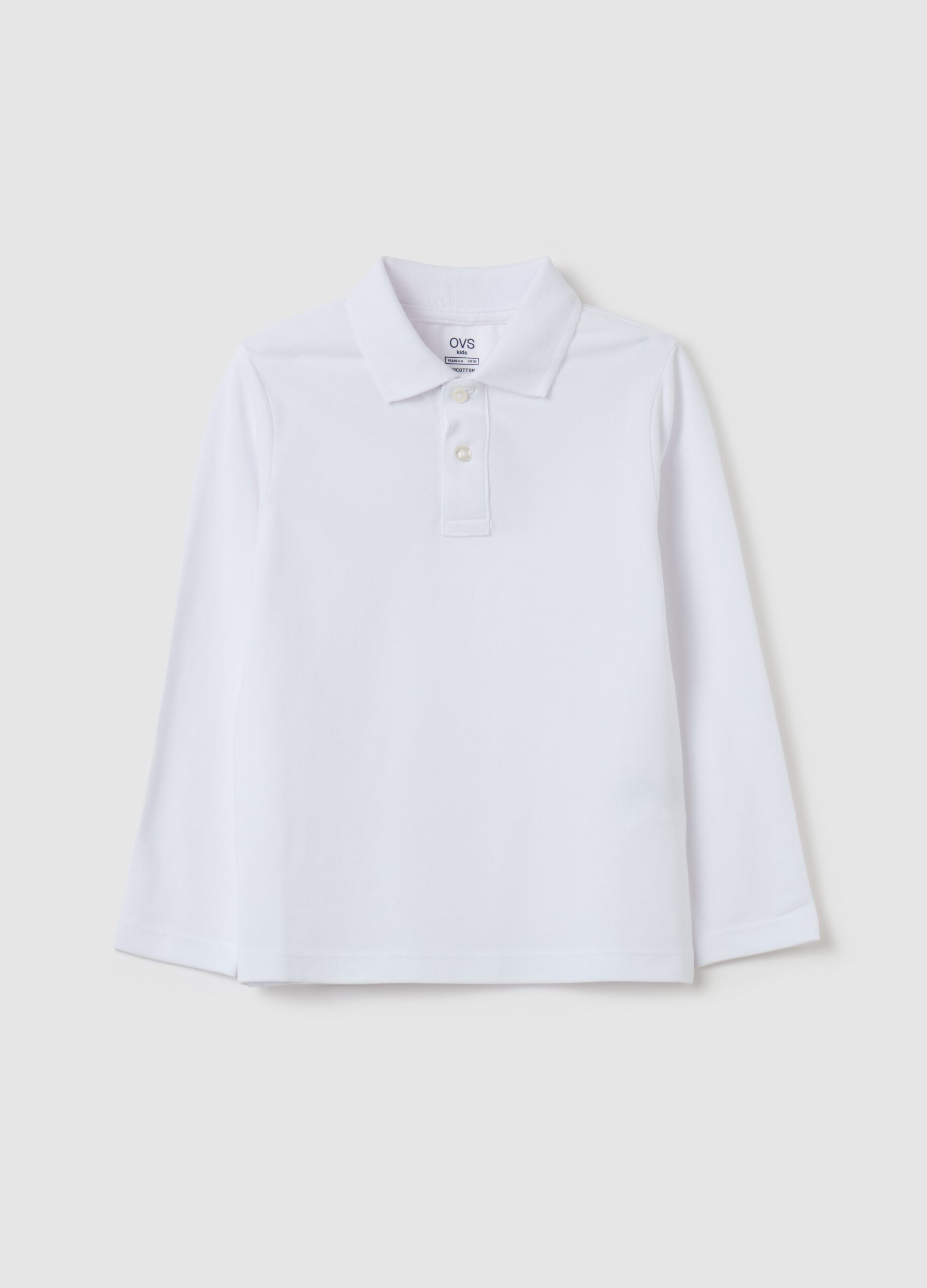 Long-sleeved polo shirt in organic cotton