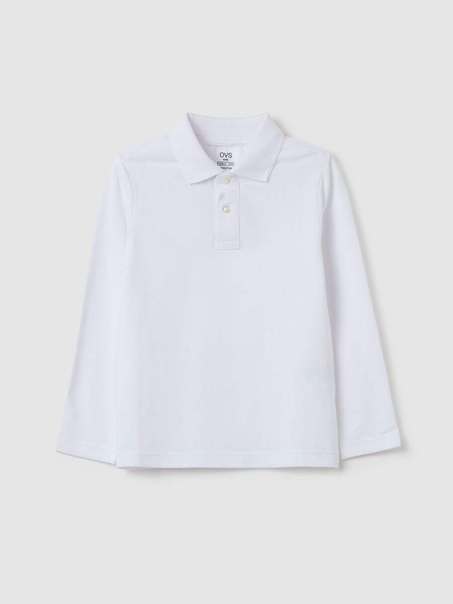 Long-sleeved polo shirt in organic cotton_0