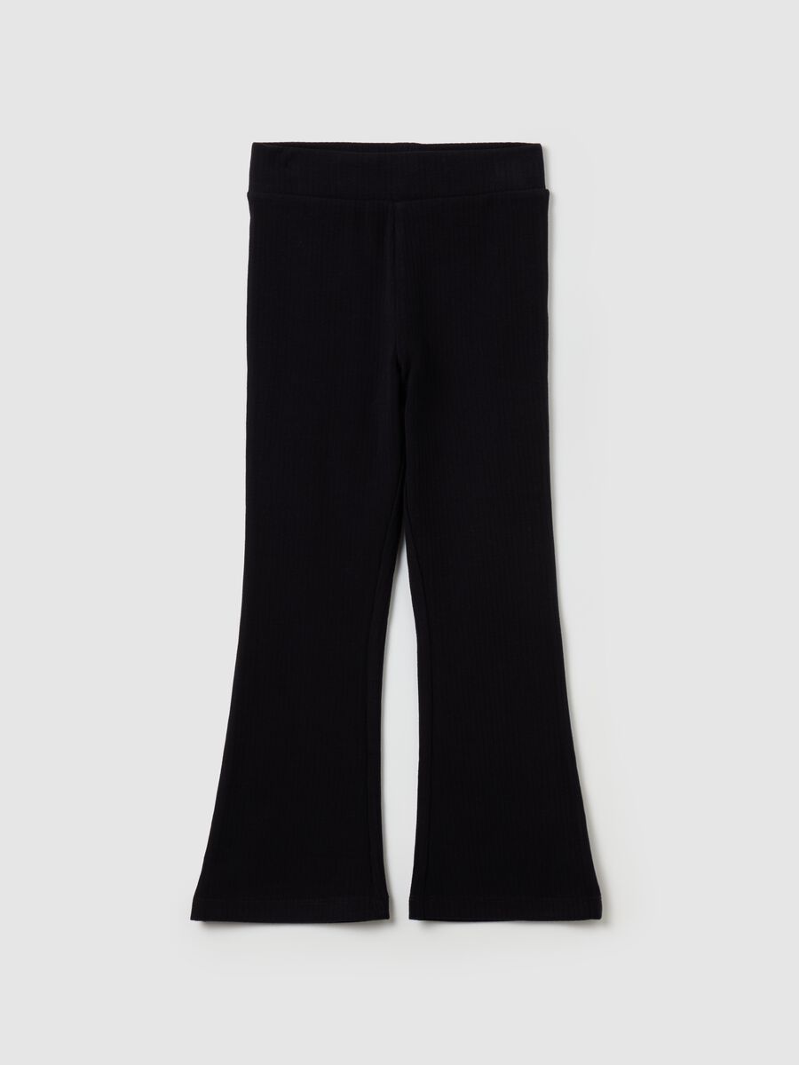 Flare-fit leggings with flat ribbing_0