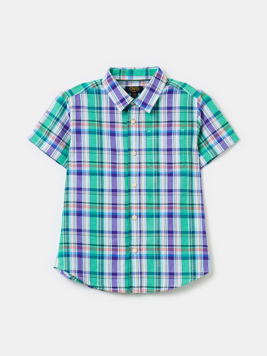 Cotton shirt with check print_0