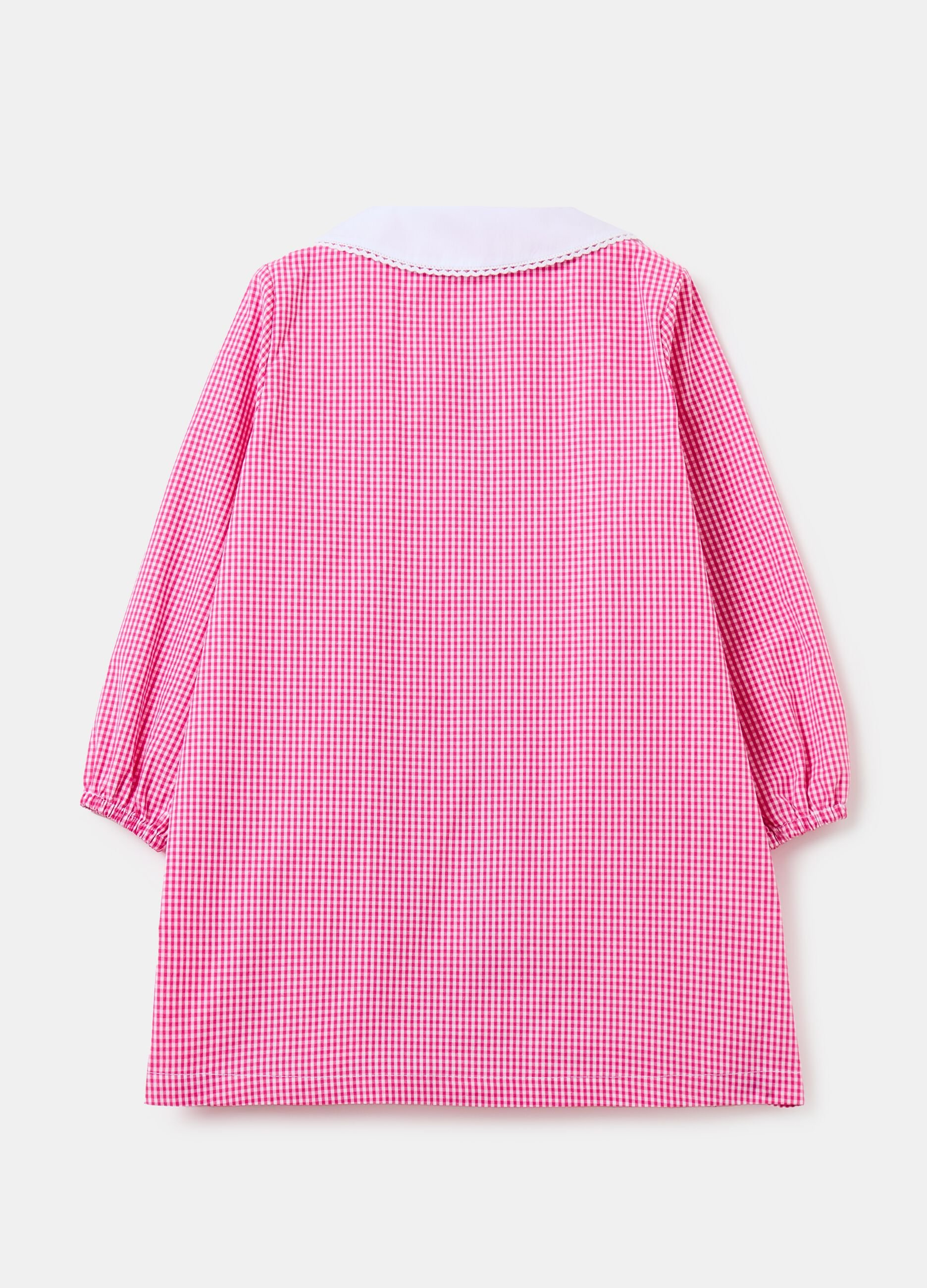 Gingham smock with zip and Minnie Mouse embroidery