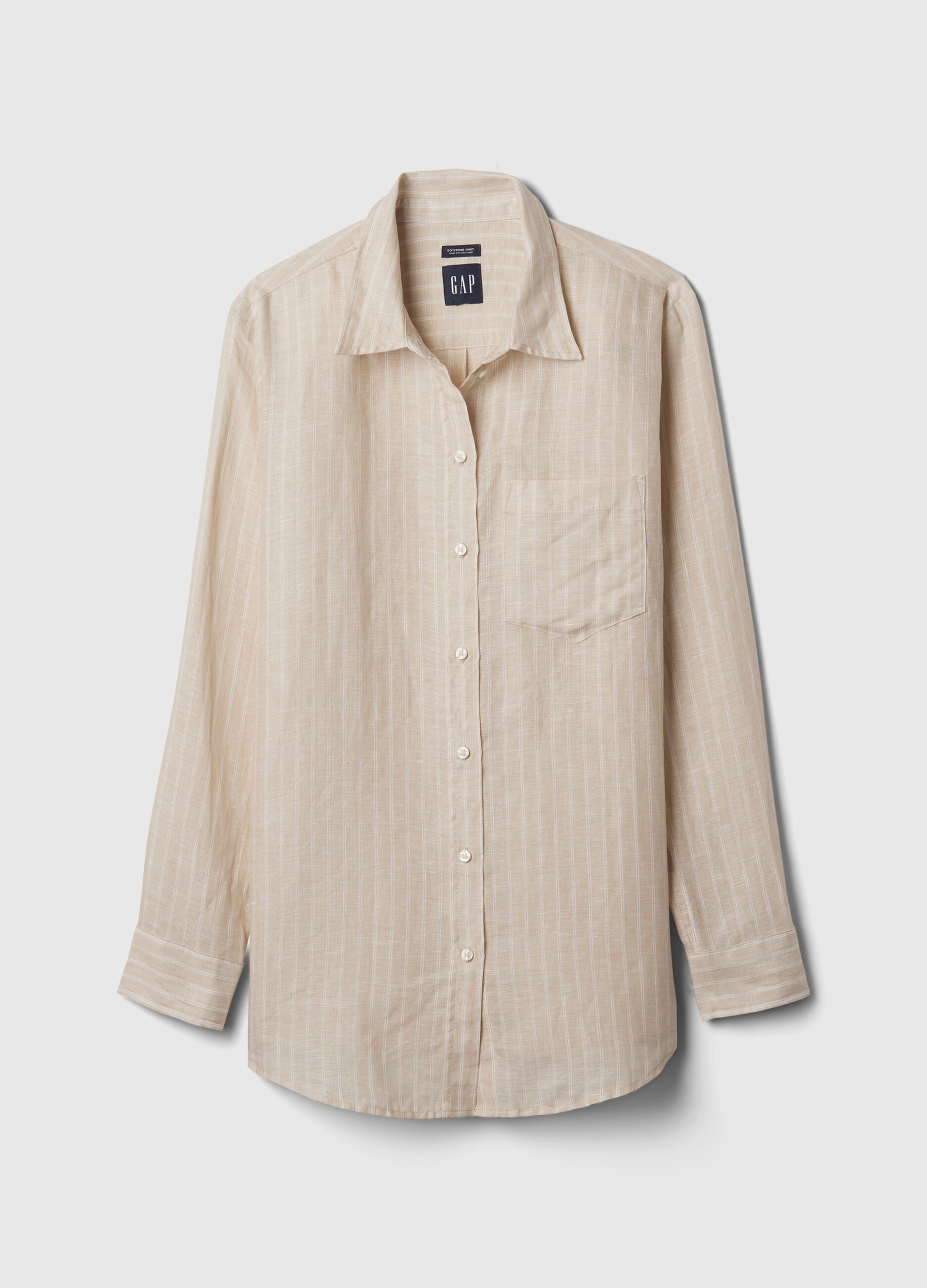 Boyfriend-fit shirt in linen with pocket