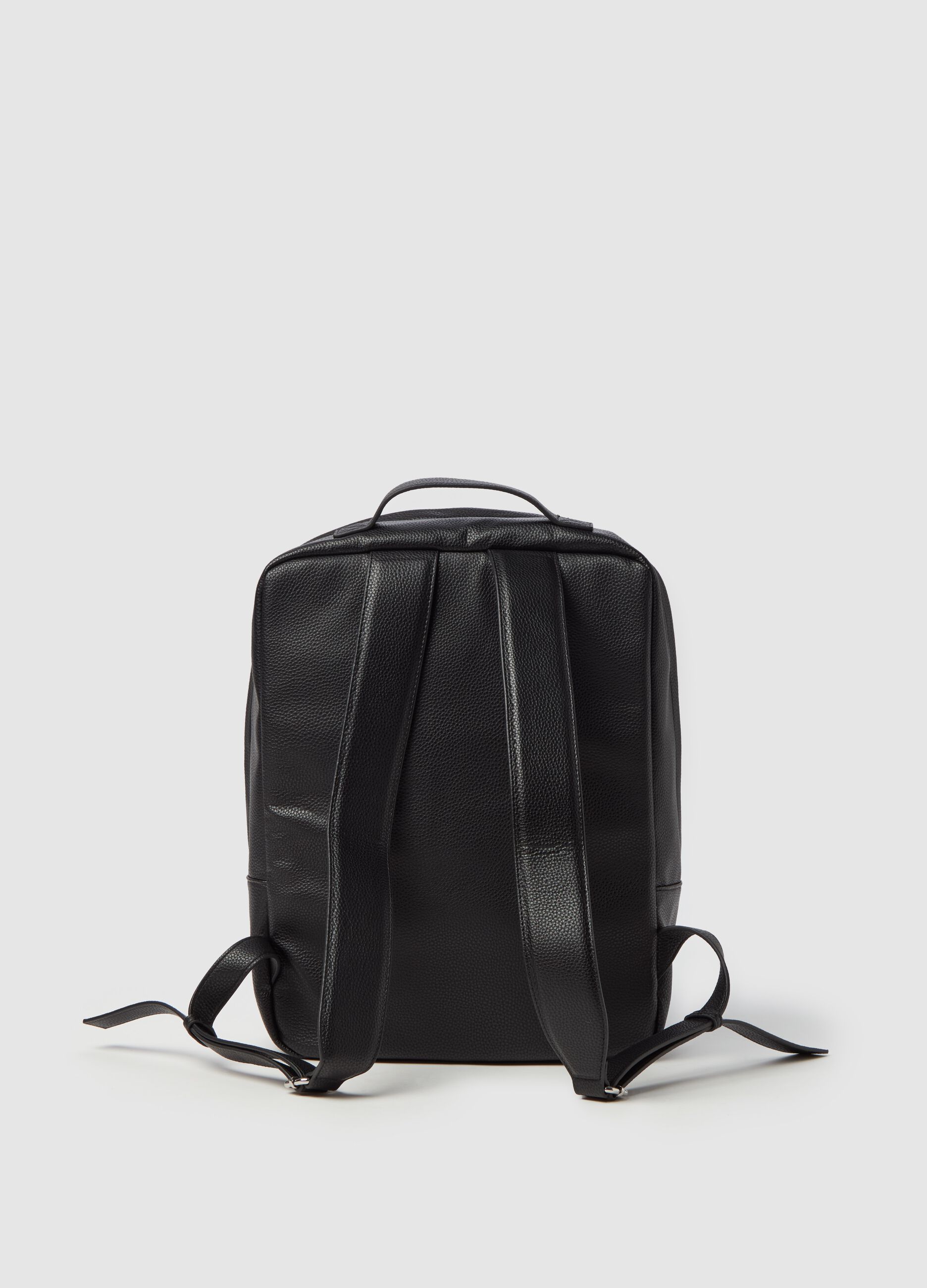 Textured black backpack with logo