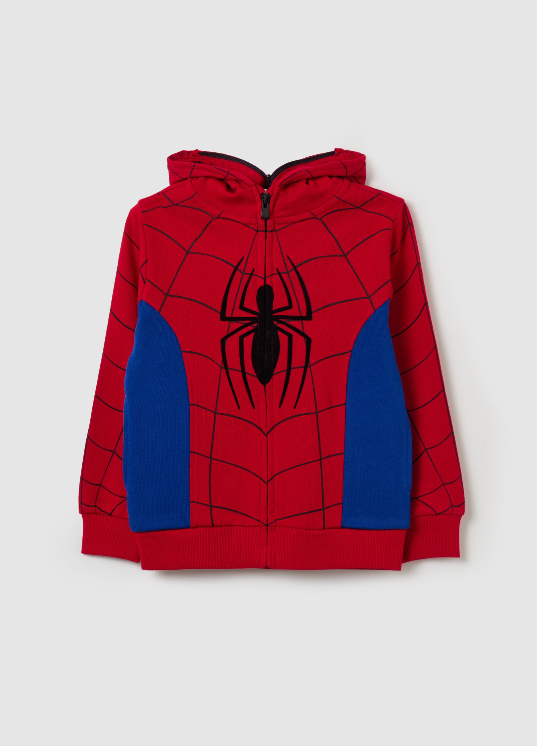 Full-zip sweatshirt with hood and Spider-Man print