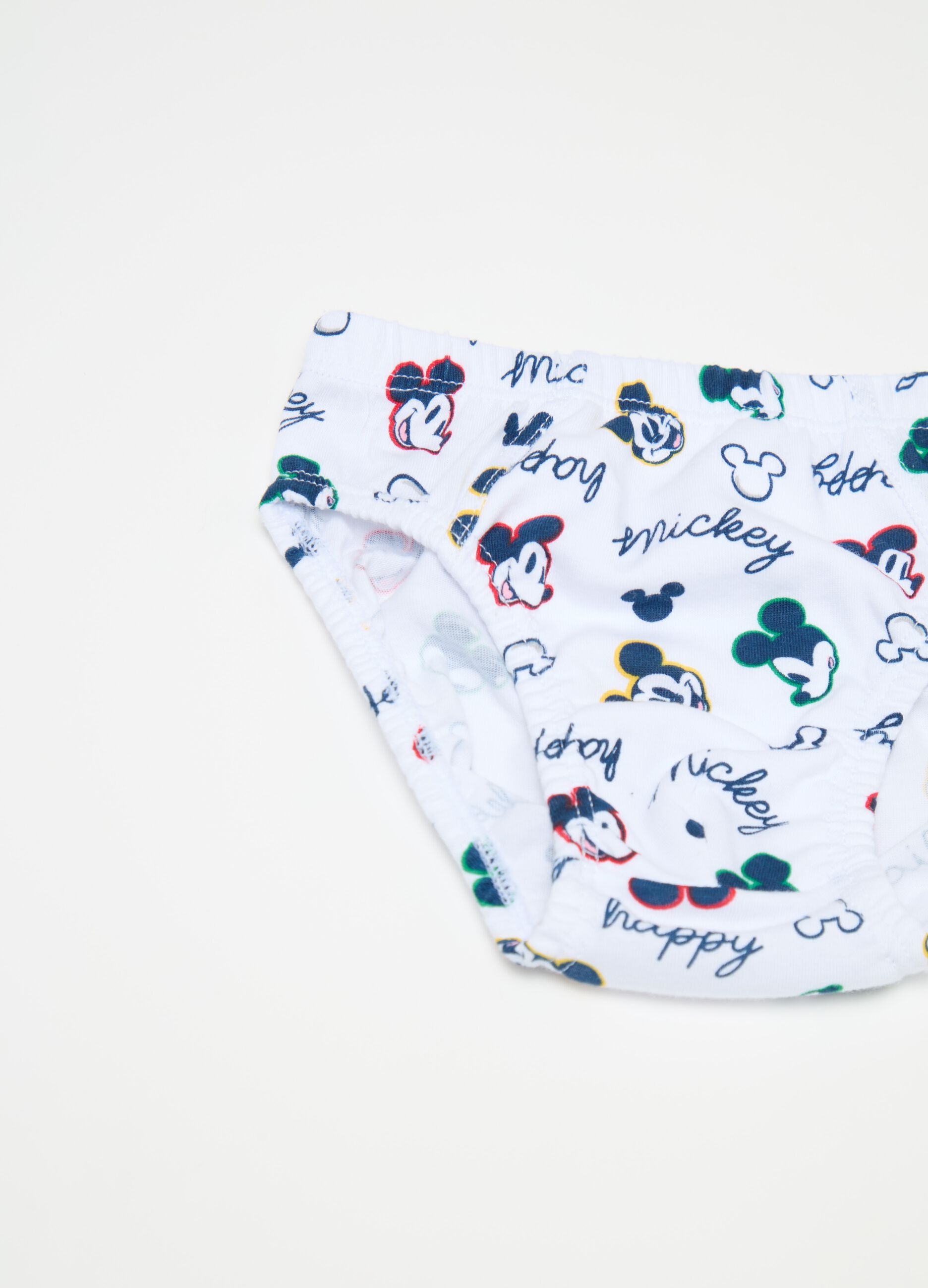 Five-pack organic cotton briefs with Mickey Mouse print