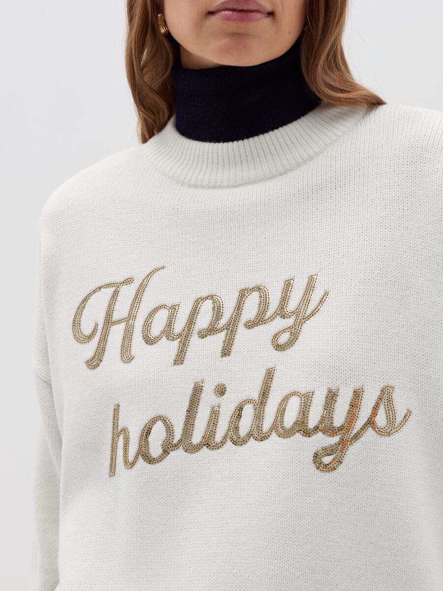 “Happy Holidays" Christmas Jumper with sequins_2