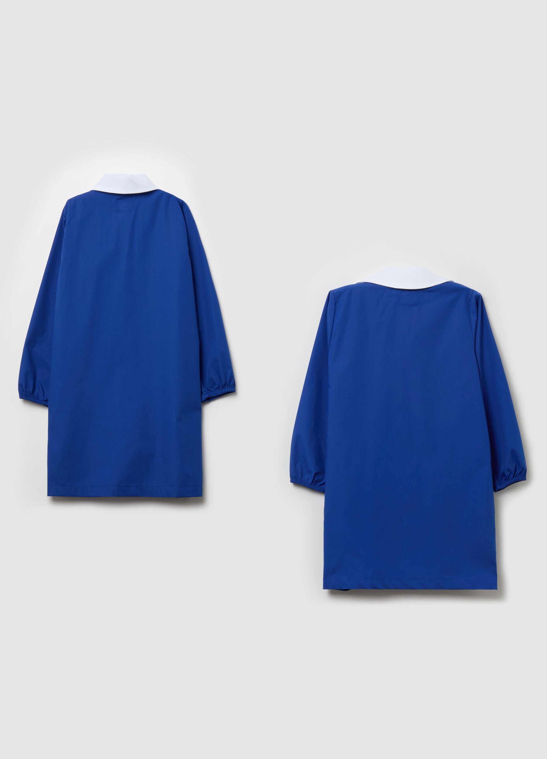 Two-pack solid colour school smocks with buttons