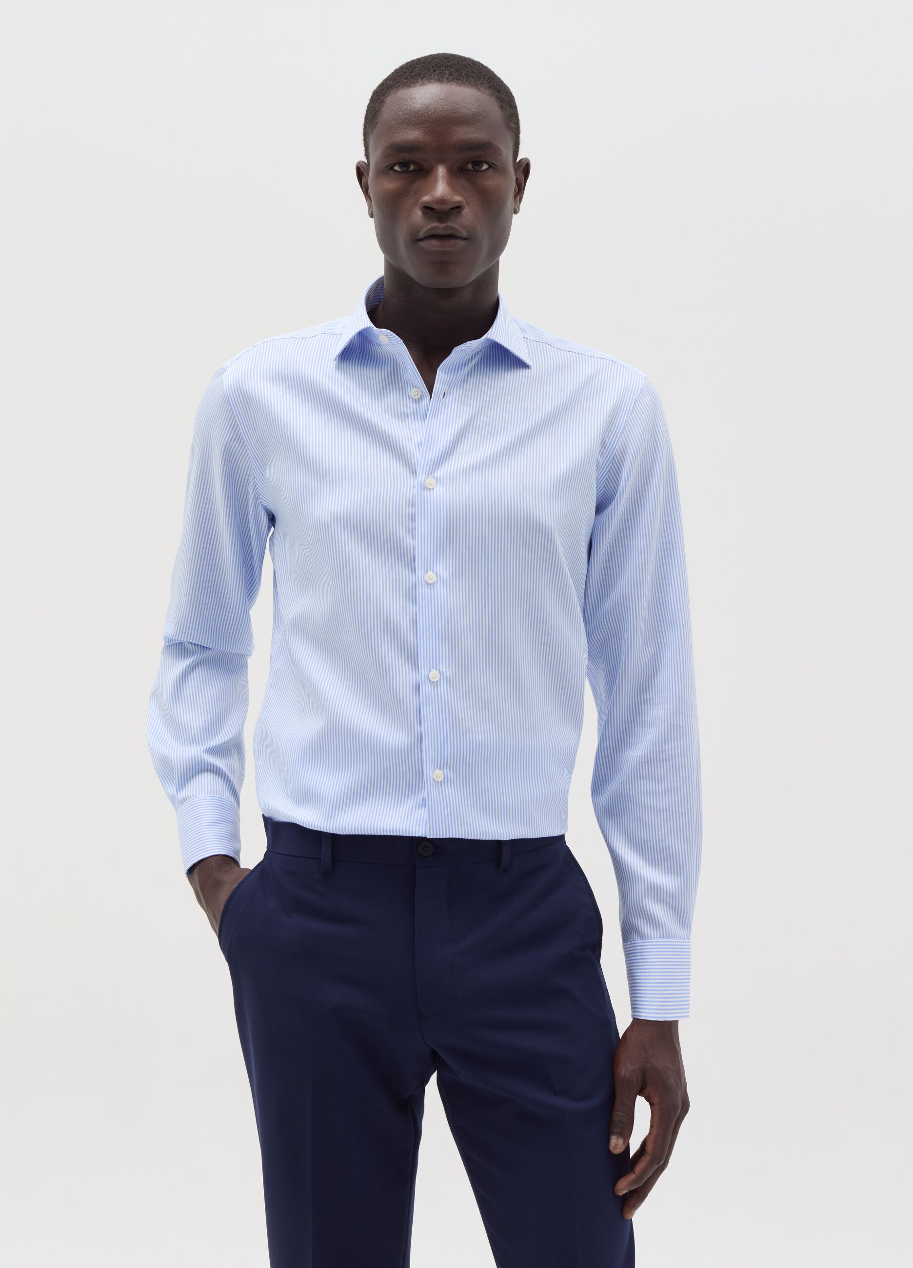 Slim-fit shirt with double-twist stripes