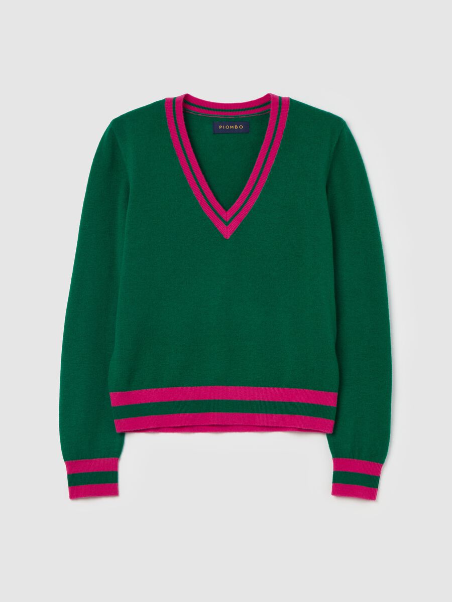 Wool pullover with striped trims_4