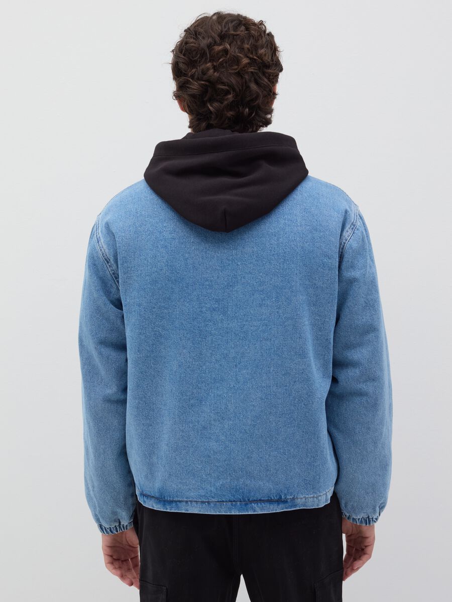 Short jacket in denim with sherpa collar_3