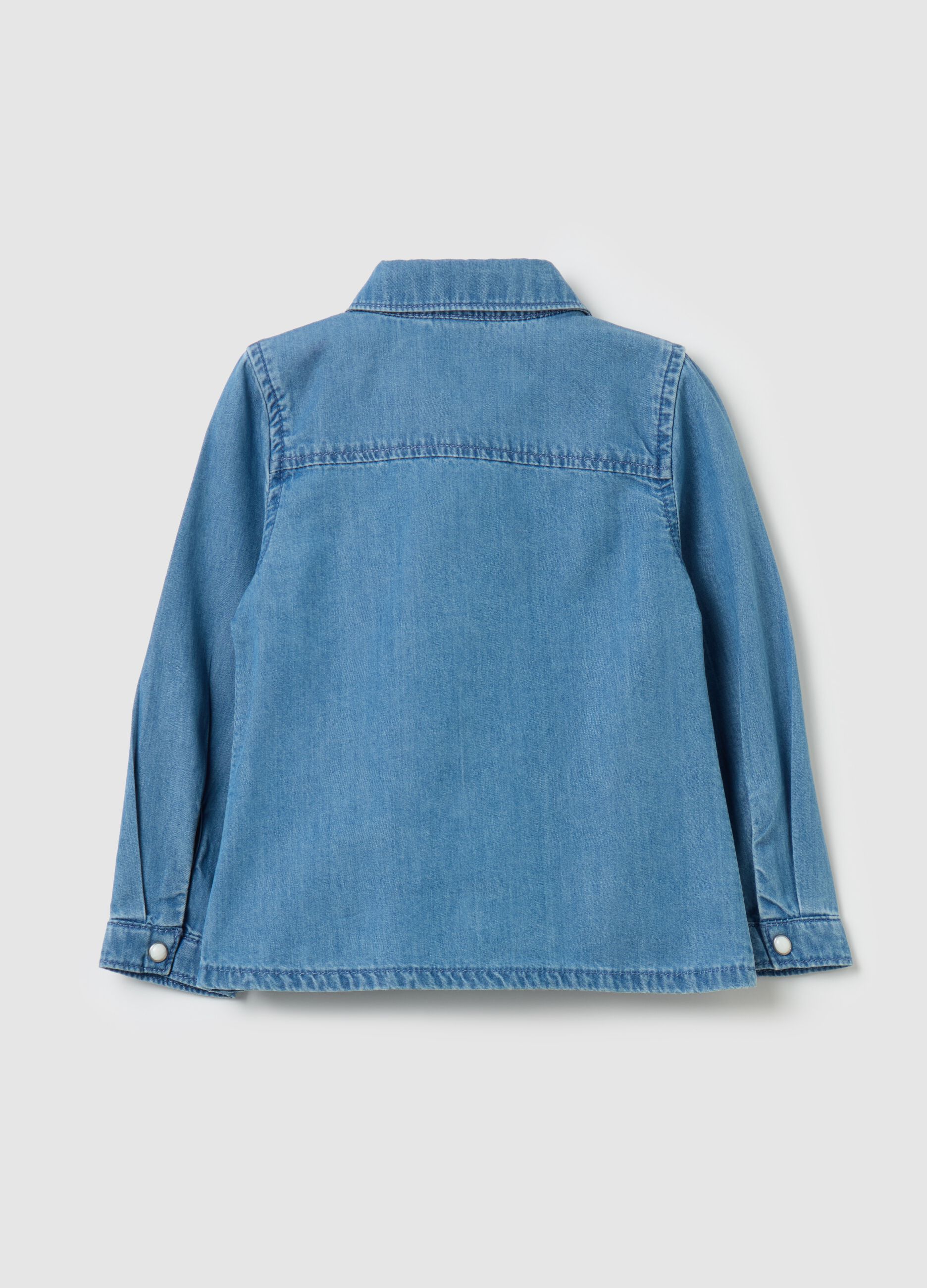 Denim shirt with hearts patch