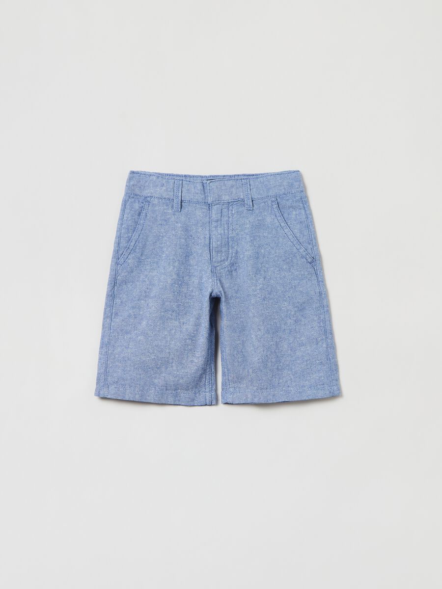 Bermuda shorts in linen and cotton_0