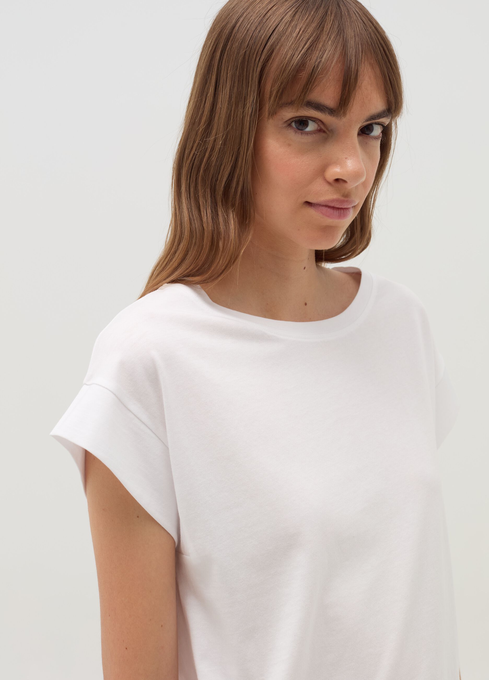 Cotton T-shirt with kimono sleeves