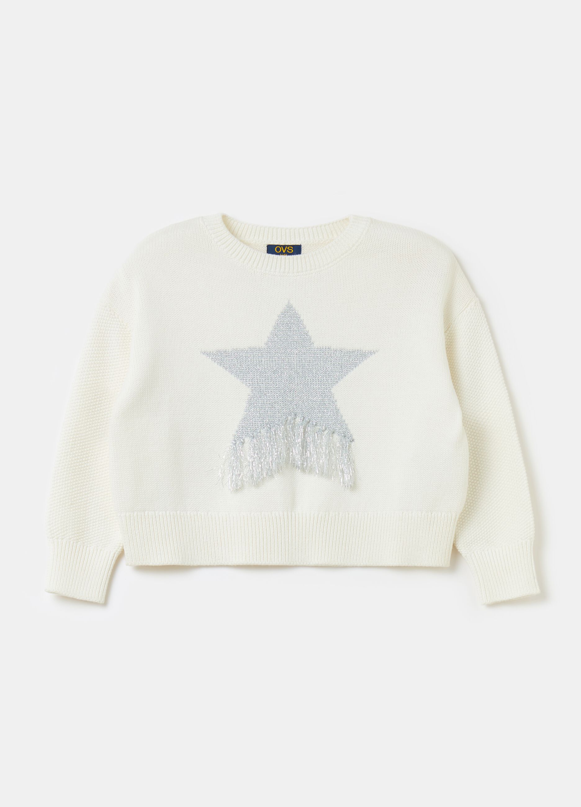 Pullover in cotone con disegno stella