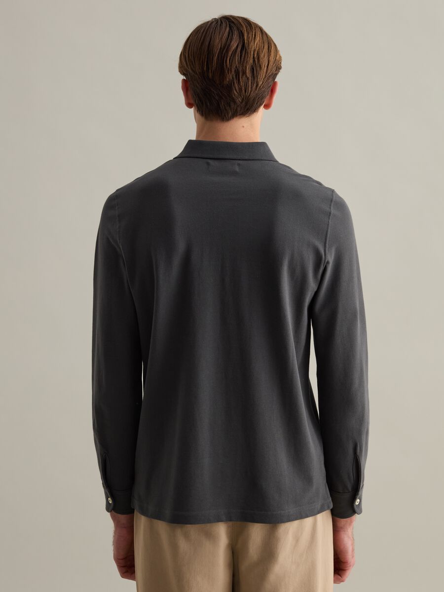 Long-sleeved polo shirt in piquet_2