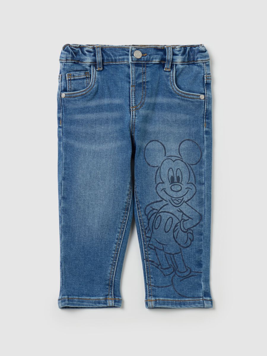 Jeans cinque tasche con stampa Topolino_0