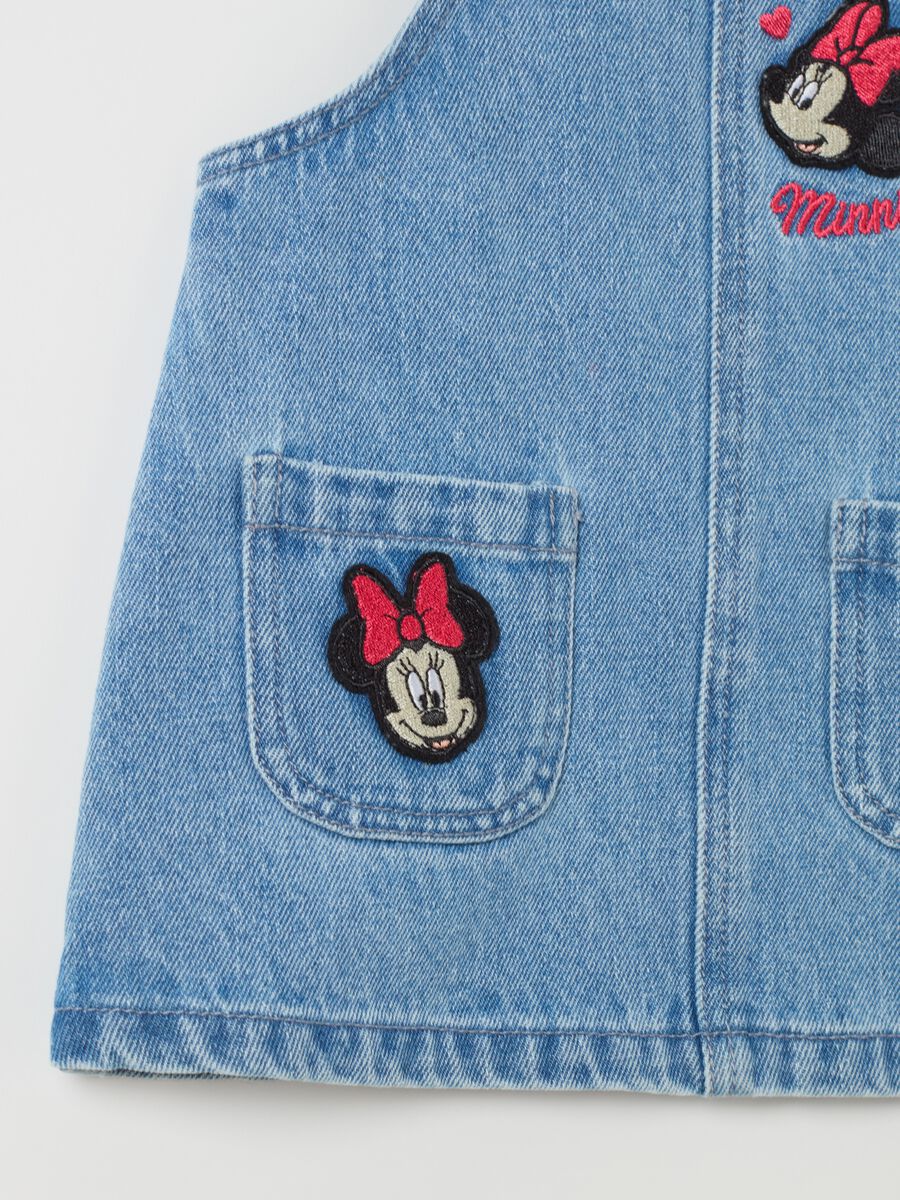 Salopette gonna in denim con patch Minnie_3