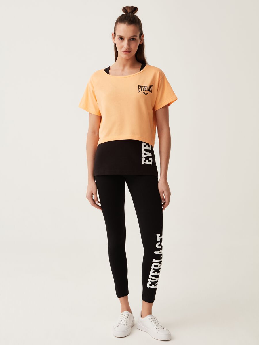 Stretch cotton leggings with Everlast print_0