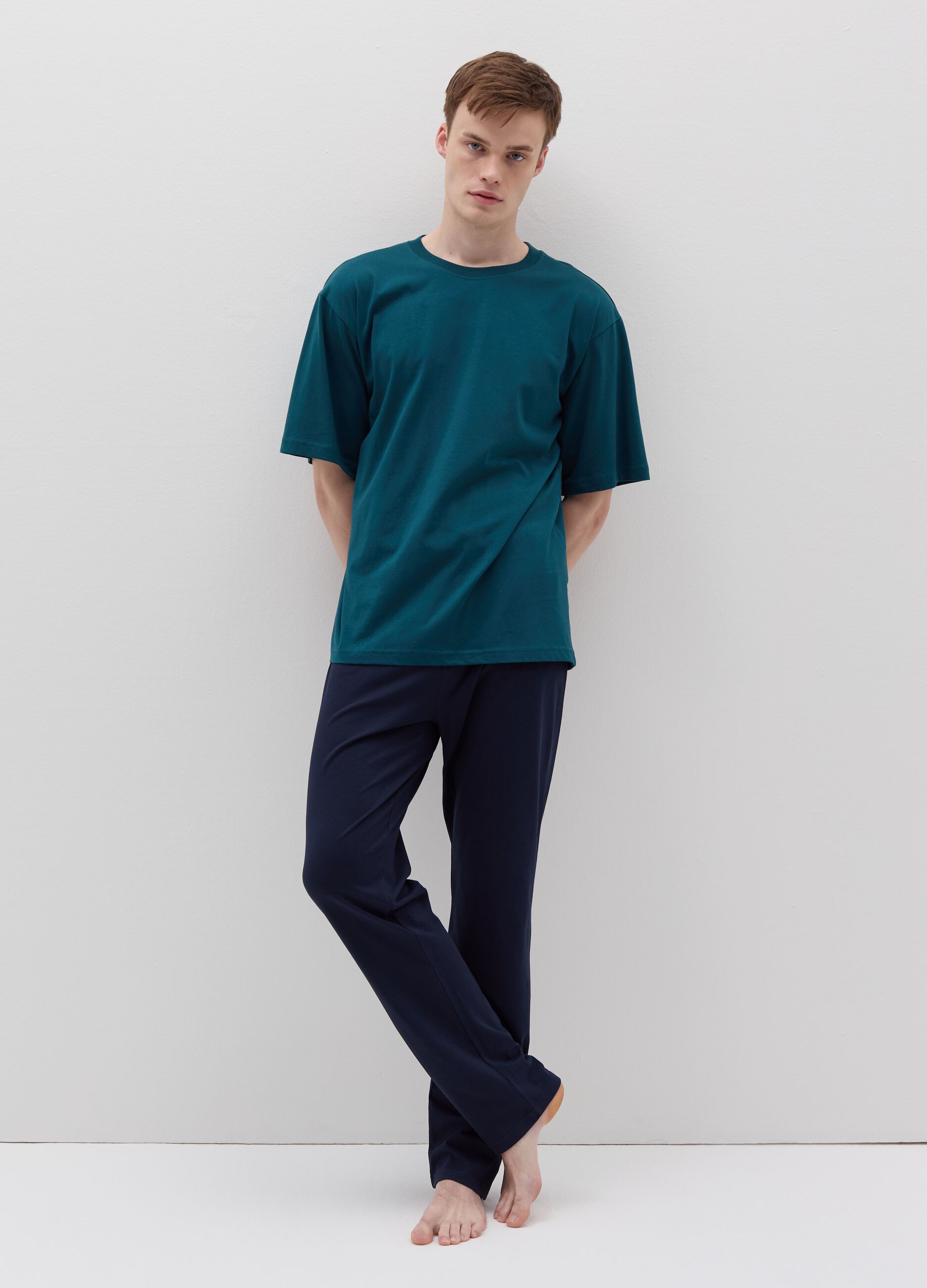 Relaxed-fit pyjama T-shirt in cotton