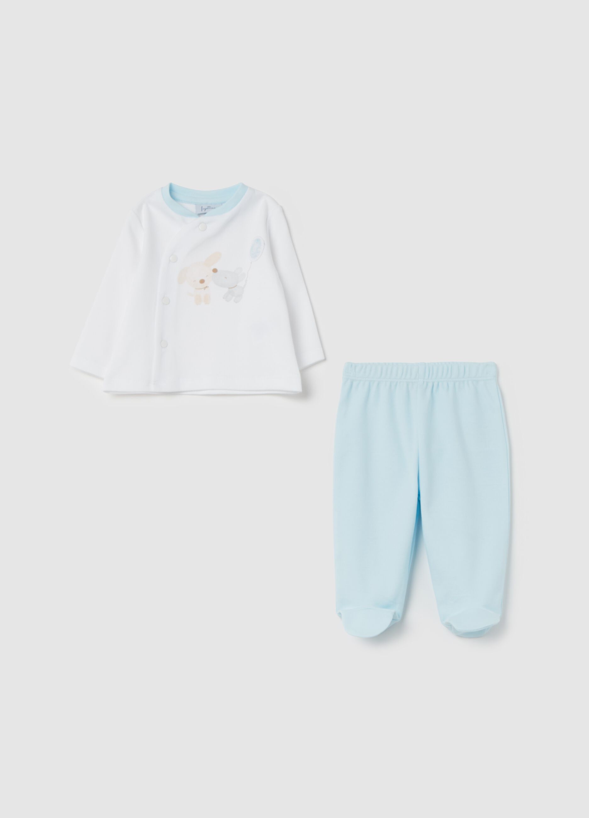 T-shirt and baby leggings set in velour with print