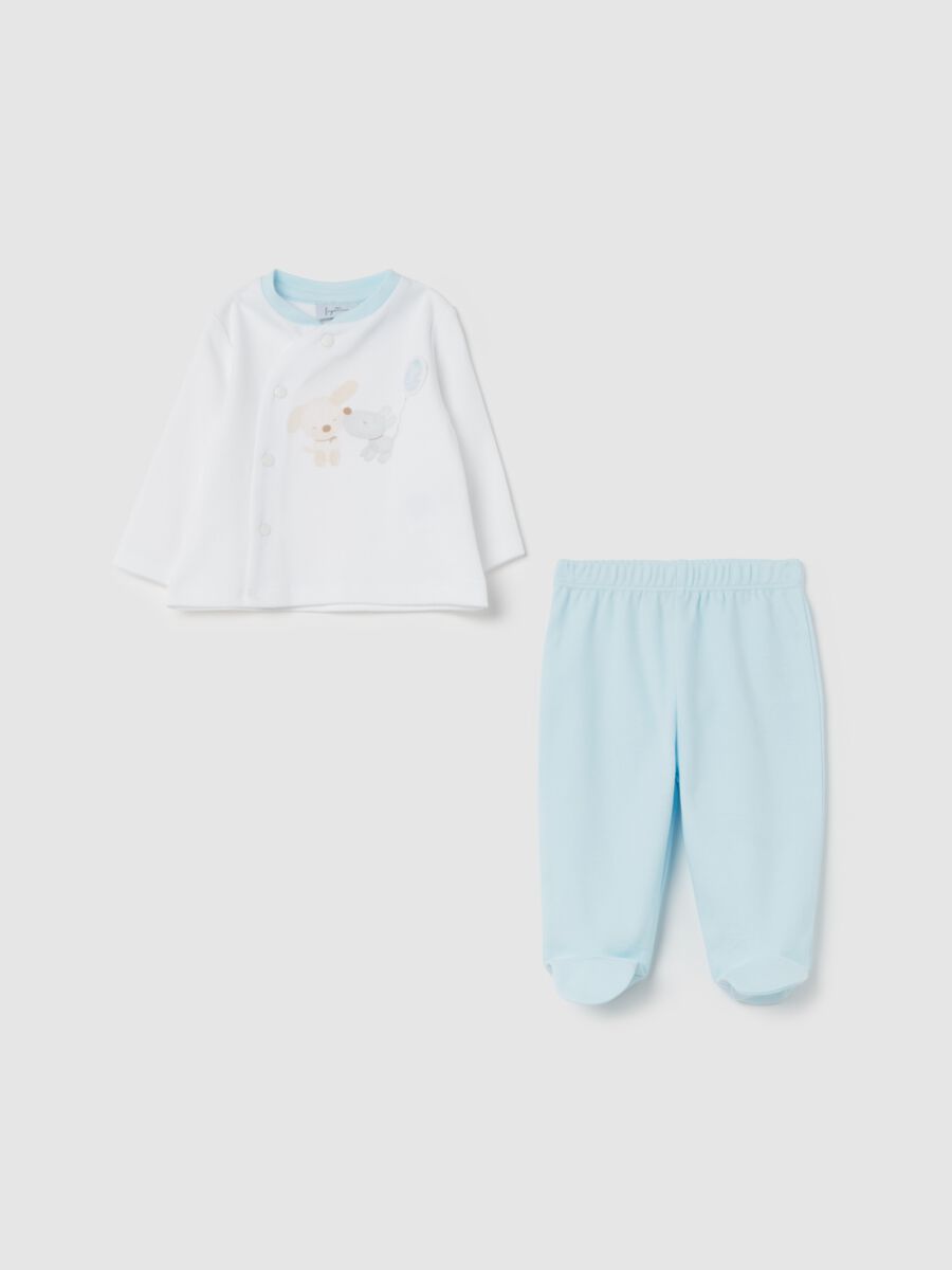 T-shirt and baby leggings set in velour with print_0