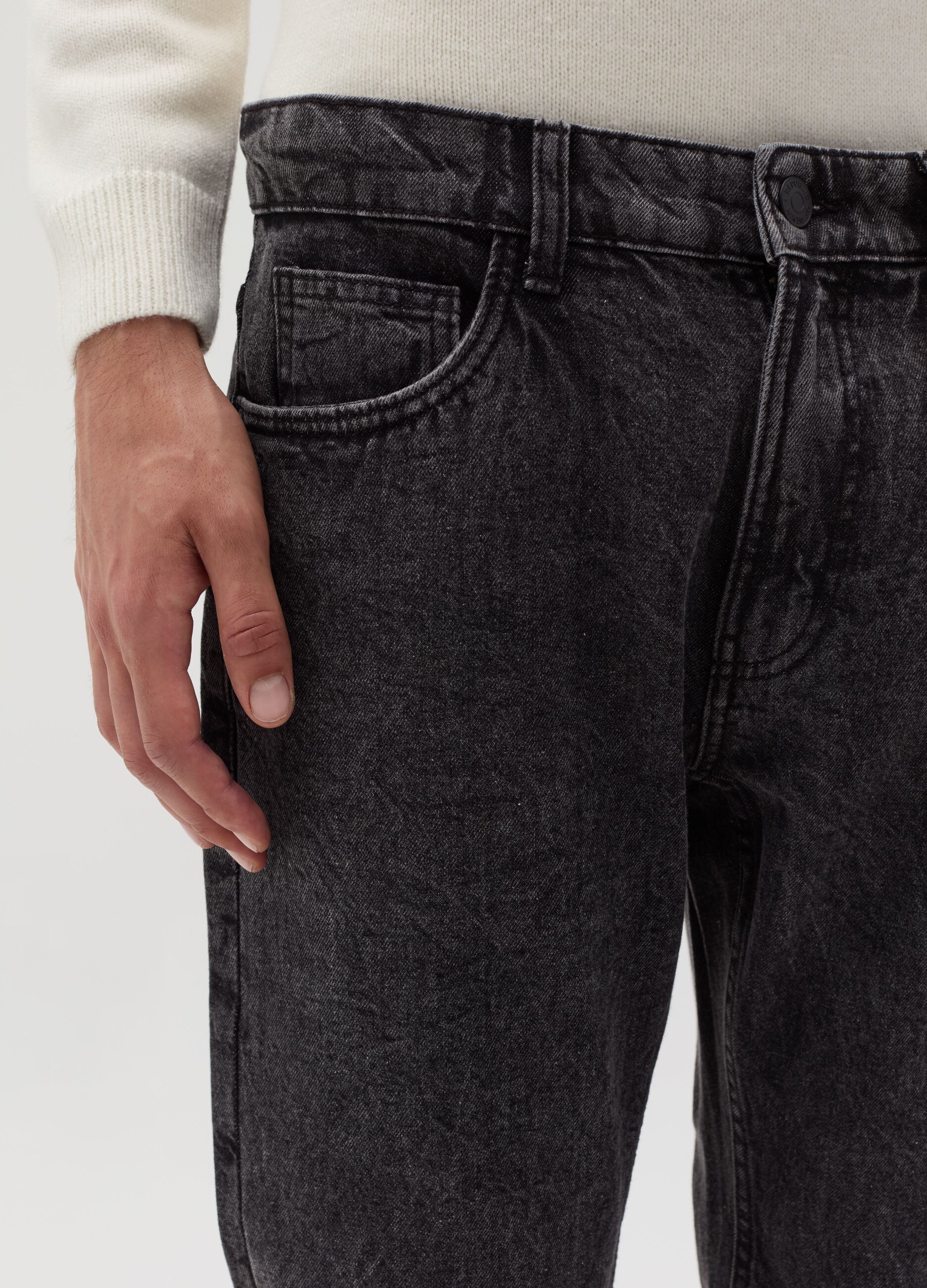 Slim-fit acid-wash jeans