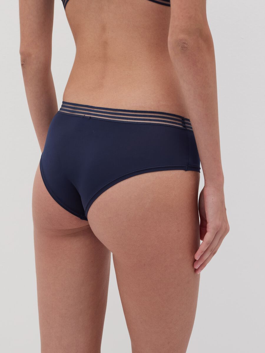 Microfibre French knickers with striped external elastic_3