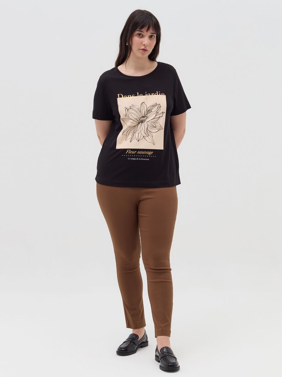 Curvy cotton T-shirt with print_0