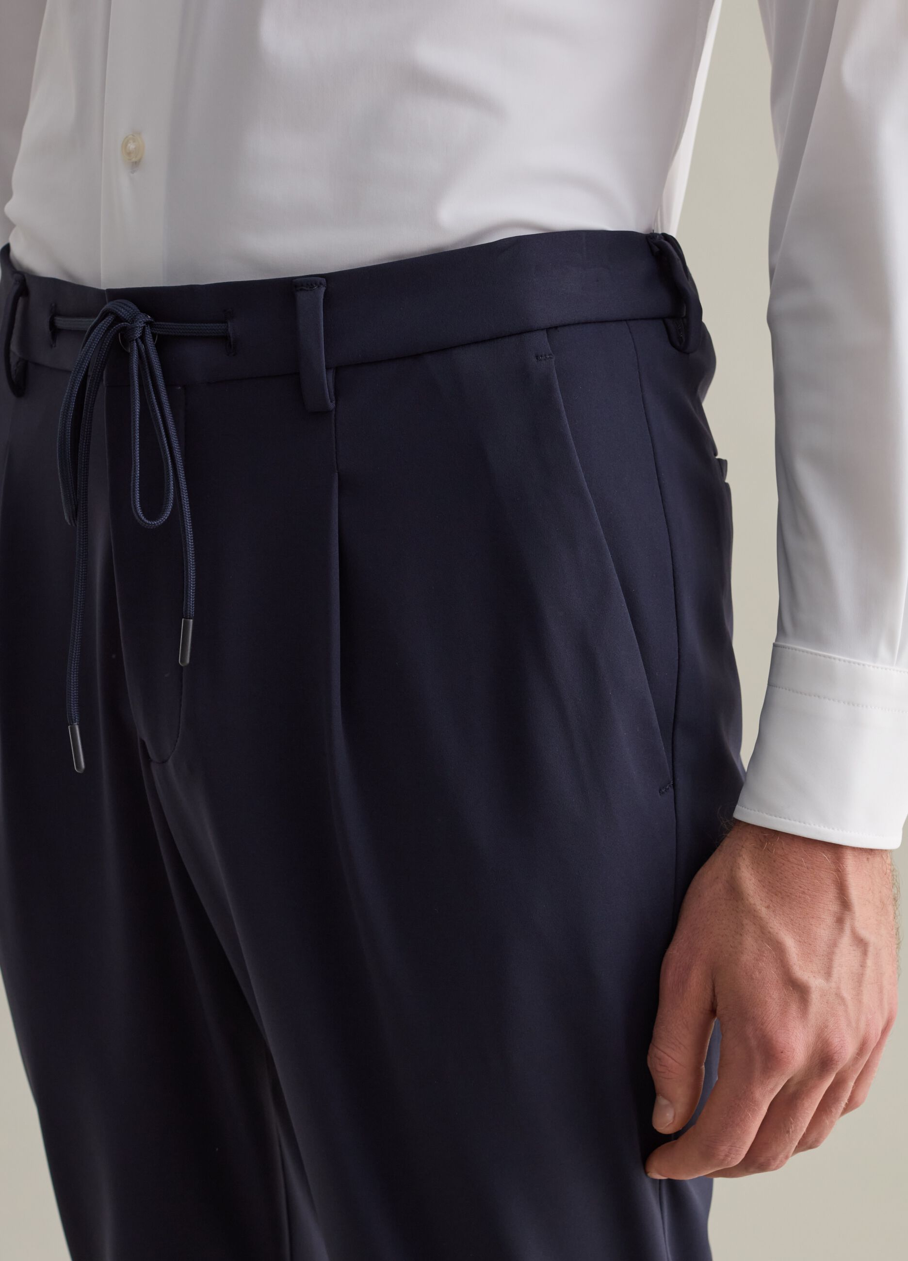 Contemporary trousers in technical fabric