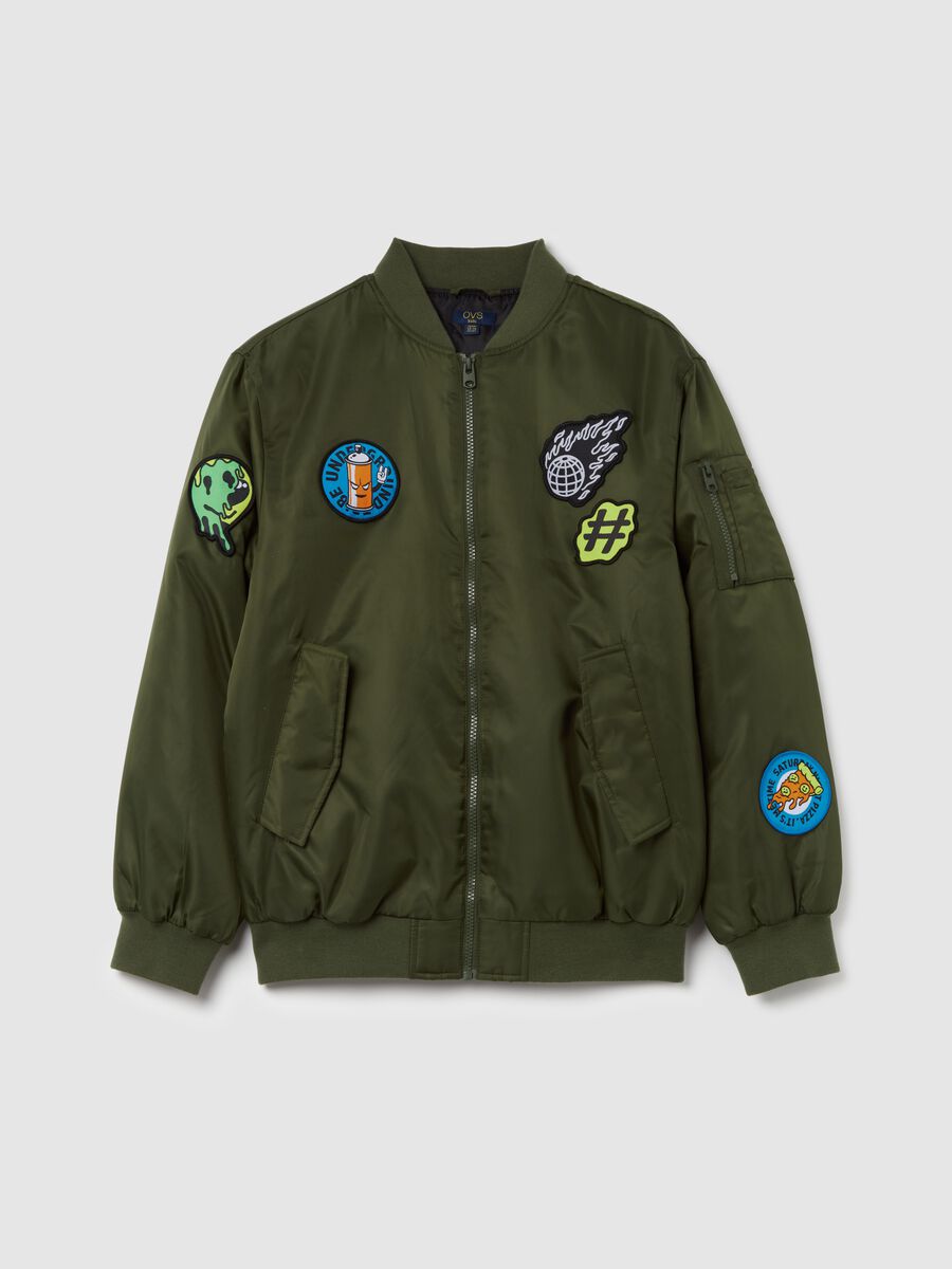 Bomber aviatore full-zip con patch_0