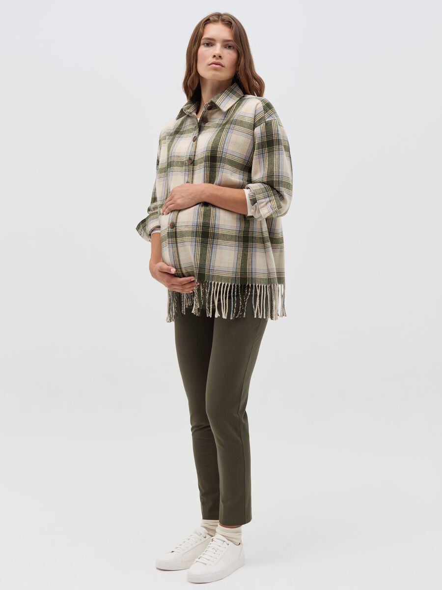 Maternity shacket with fringes_0