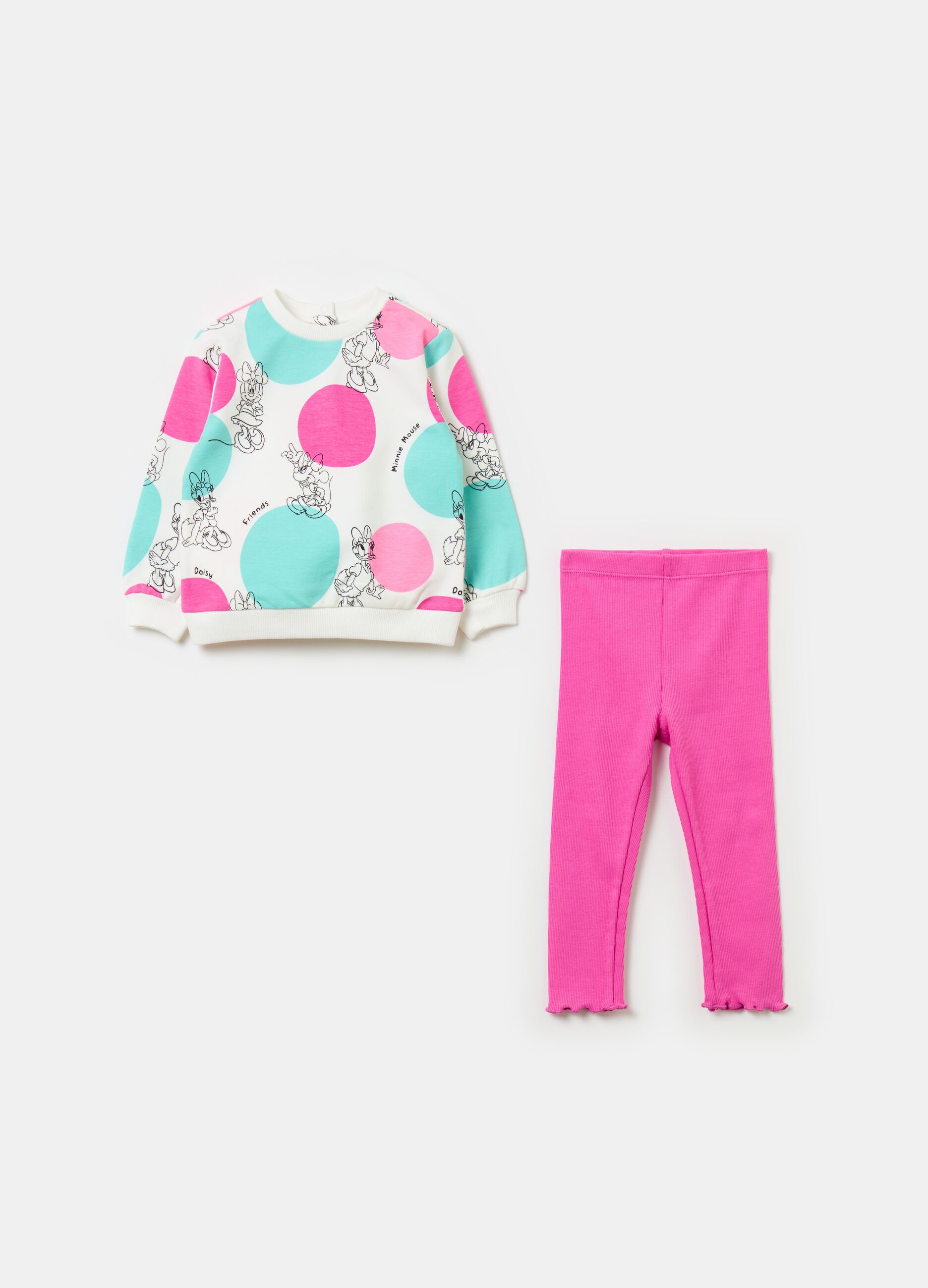 Jogging set in fleece with Minnie Mouse and Daisy Duck print