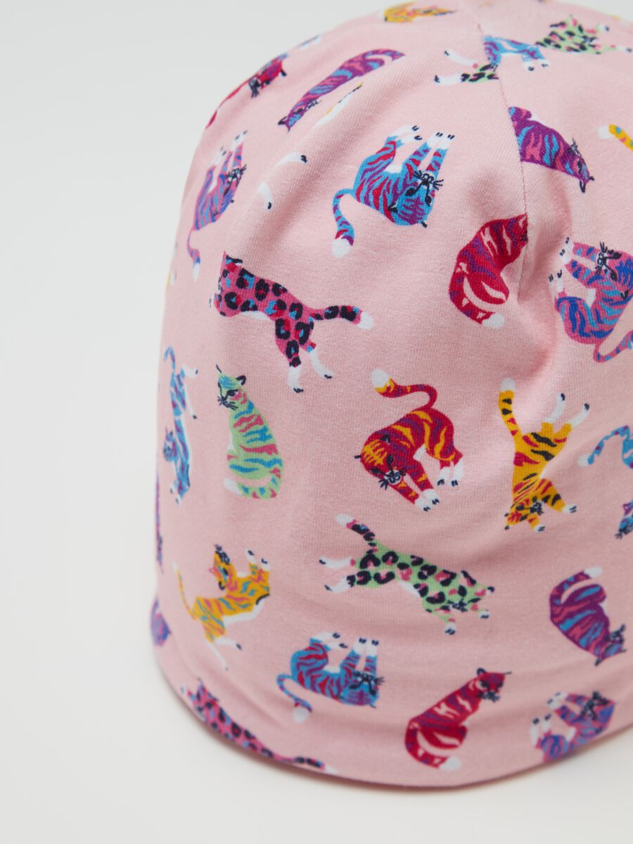 Organic cotton hat with tigers print_2