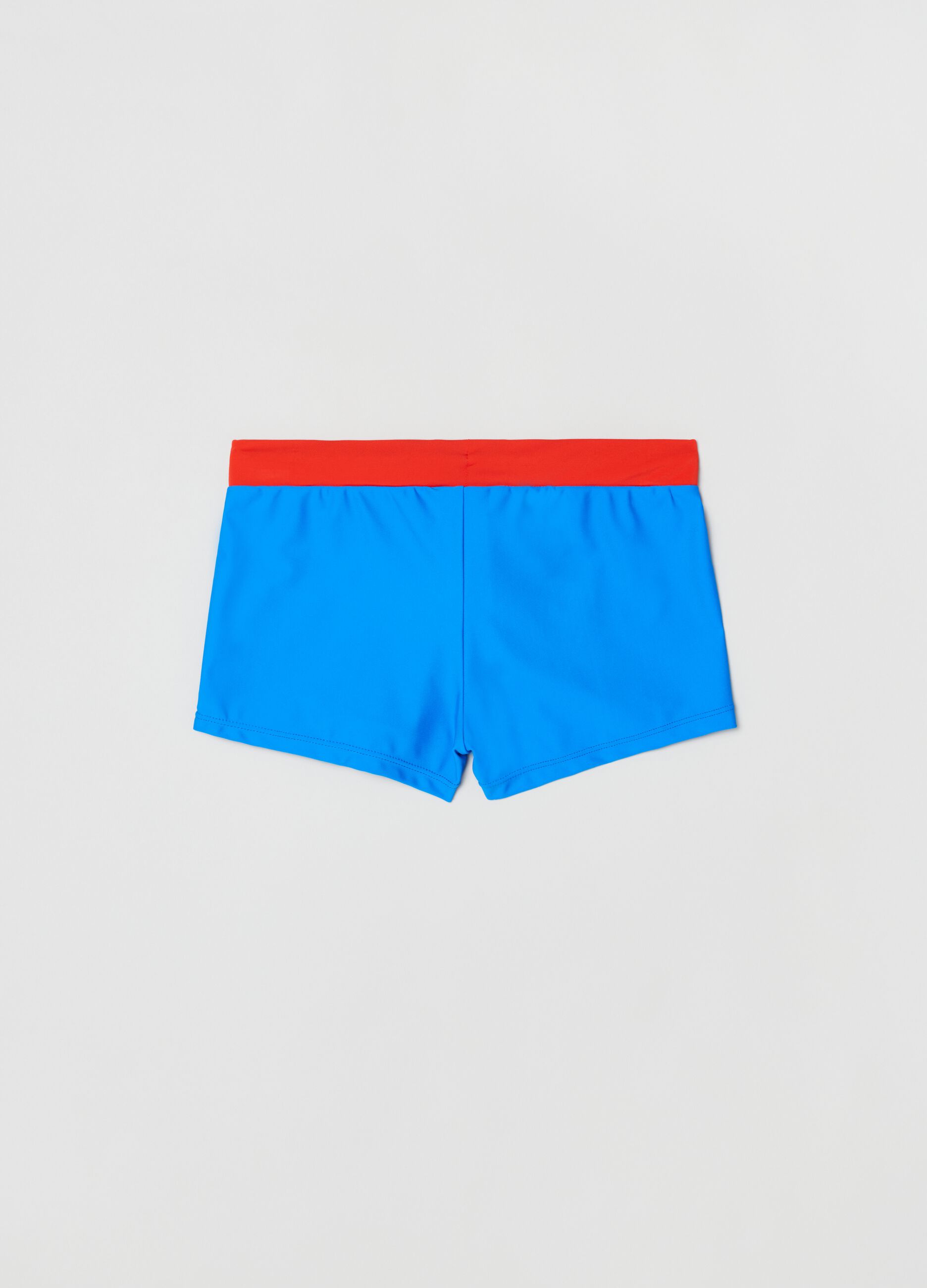 Two-tone swimming trunks with drawstring