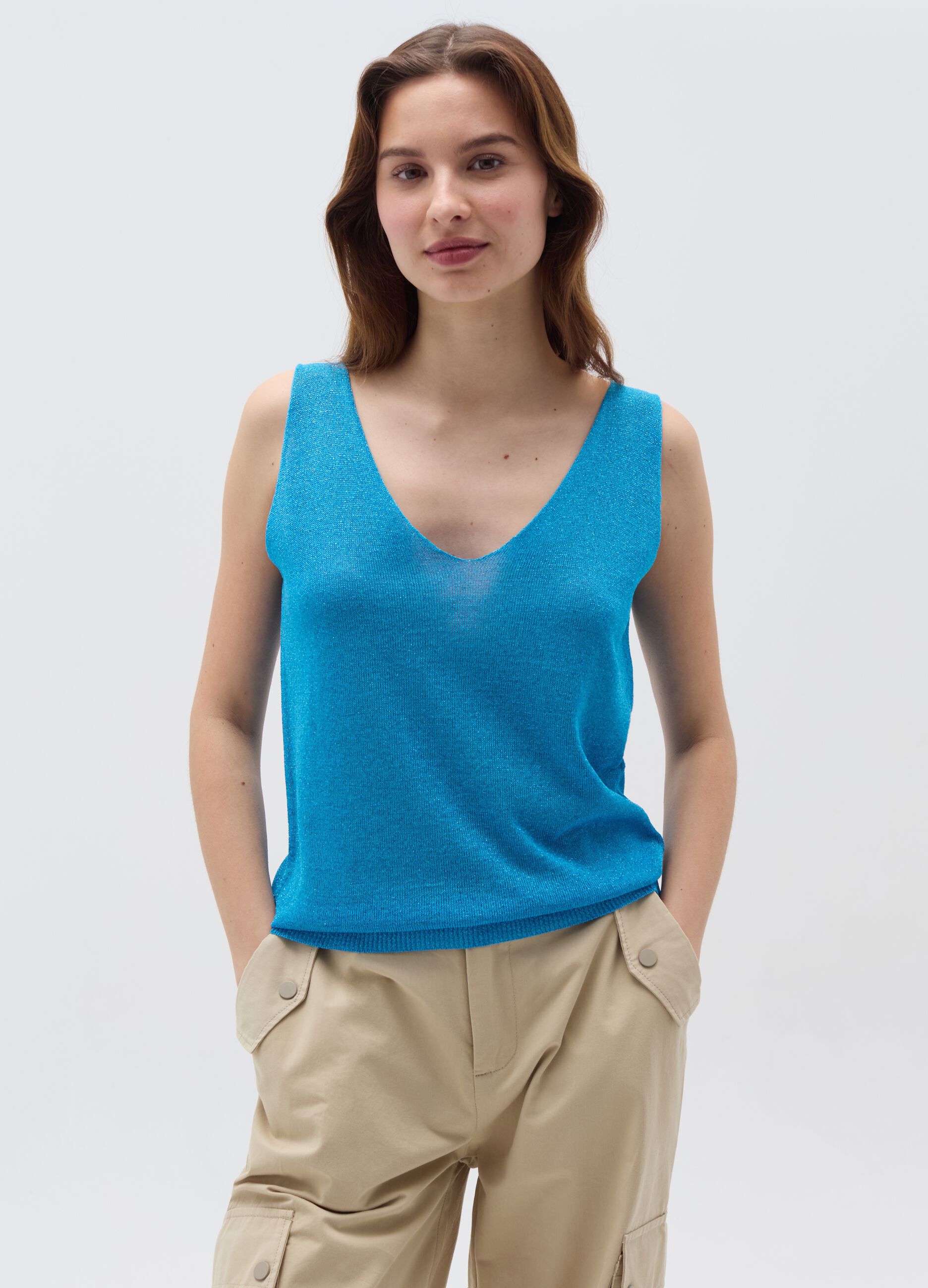 Ovs Tank top in lurex scollo a V